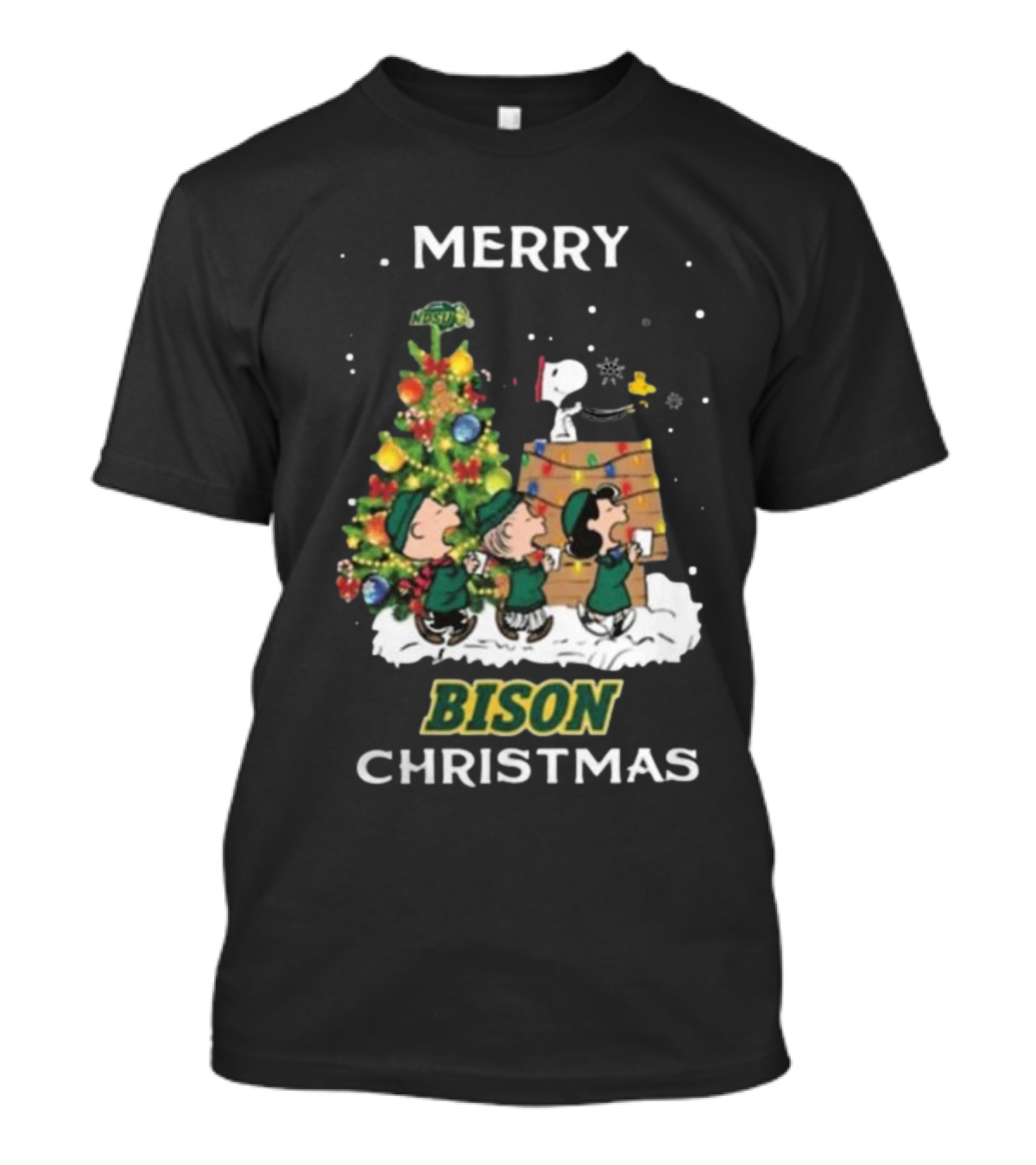 North Dakota State Bison Merry Christmas 2024 Snoopy And Friends T-Shirt