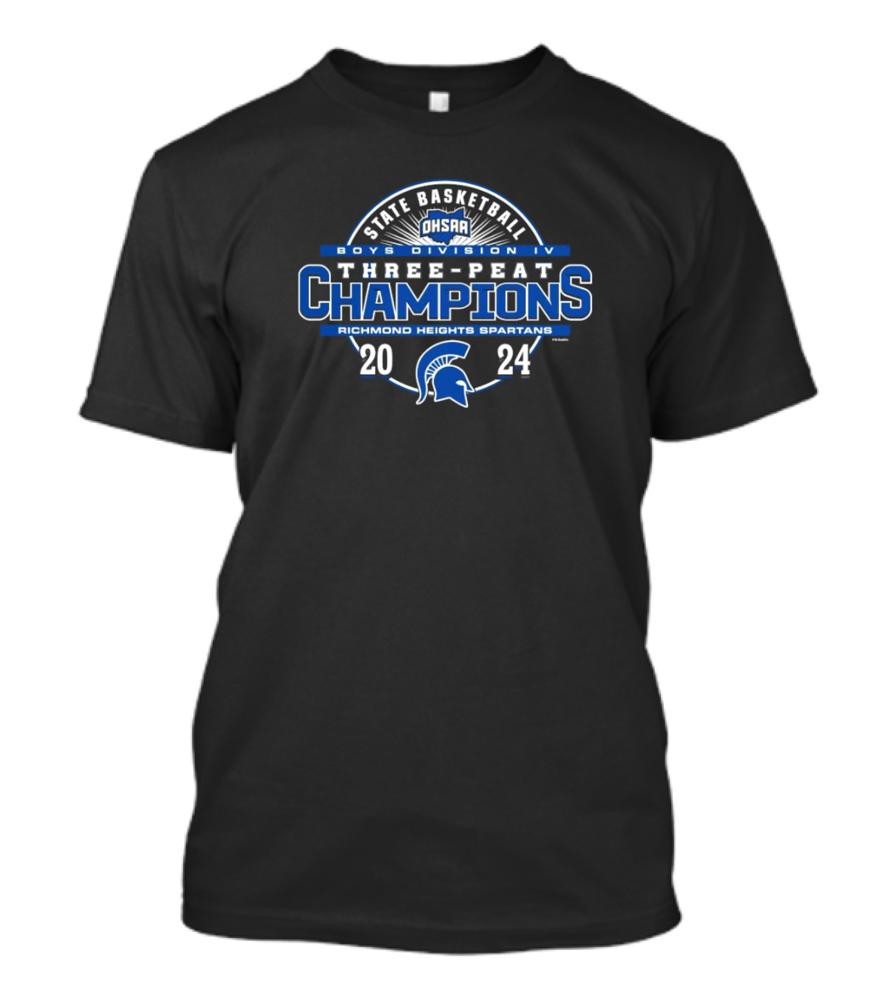 OHSAA State Basketball Boys Division IV Three-Peat Champions Richmond Heights Spartans T-Shirt
