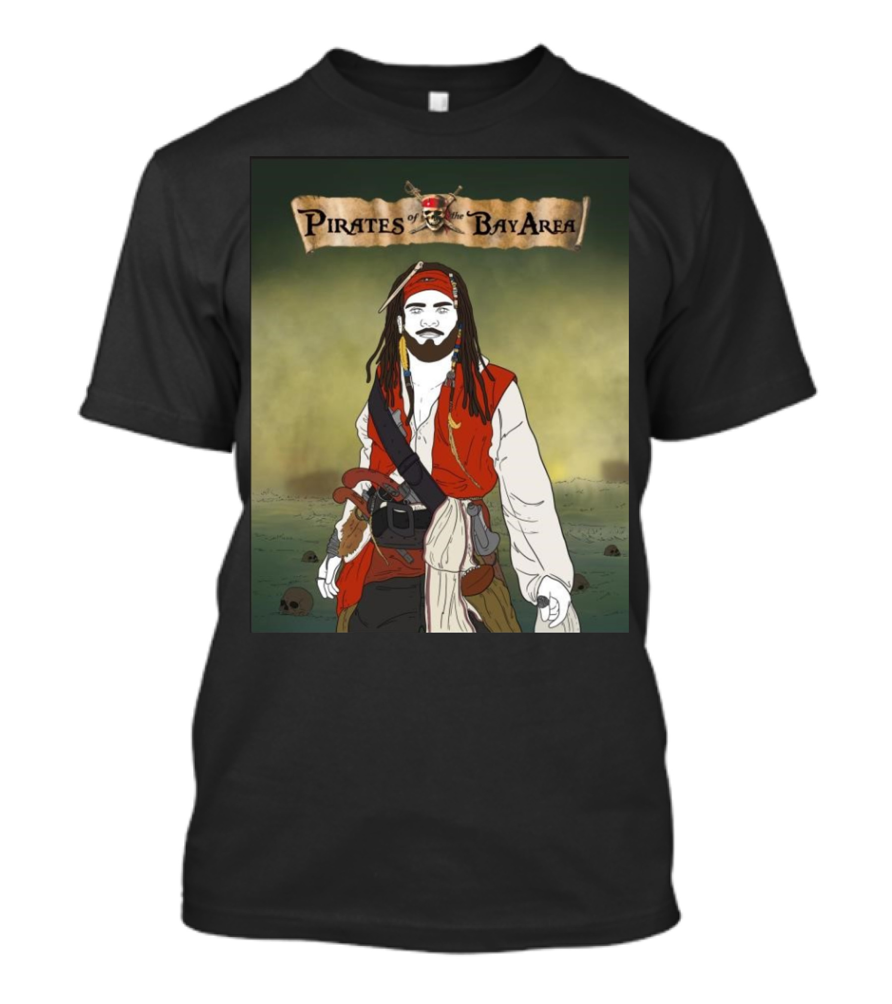 Pirates Of The Bay Area Drawing Featuring Iconic Pirate T-Shirt