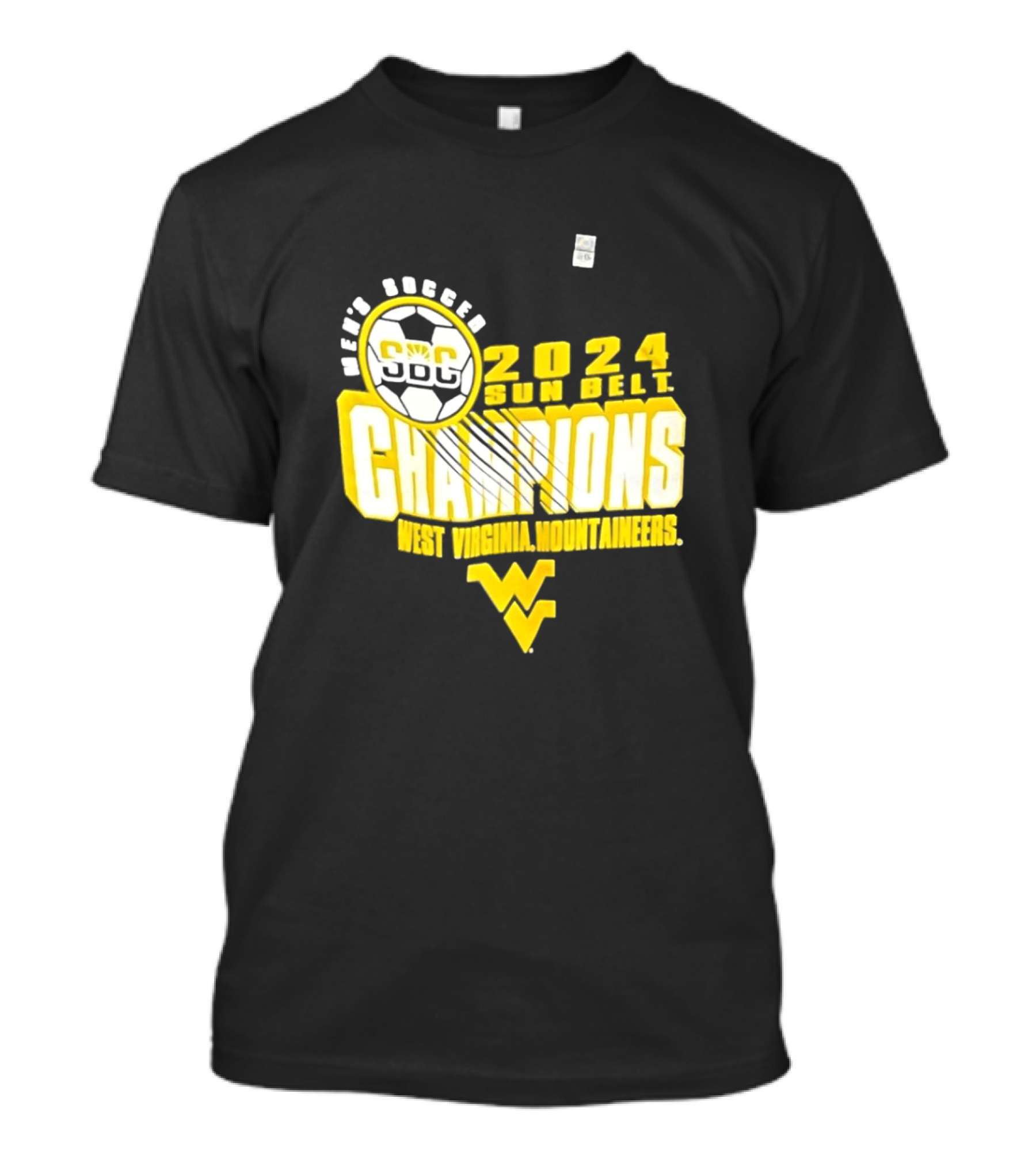 SDC WVU Men's Soccer 2024 Sun Belt Champions West Virginia Mountaineers T-Shirt