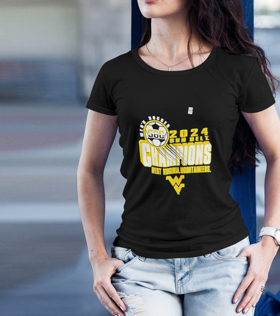SDC WVU Men's Soccer 2024 Sun Belt Champions West Virginia Mountaineers T-Shirt