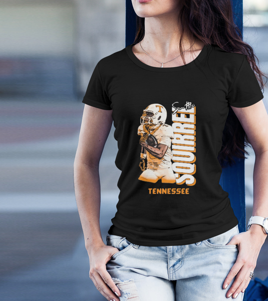 Tennessee Volunteers Squirrel White Football Signature T-Shirt