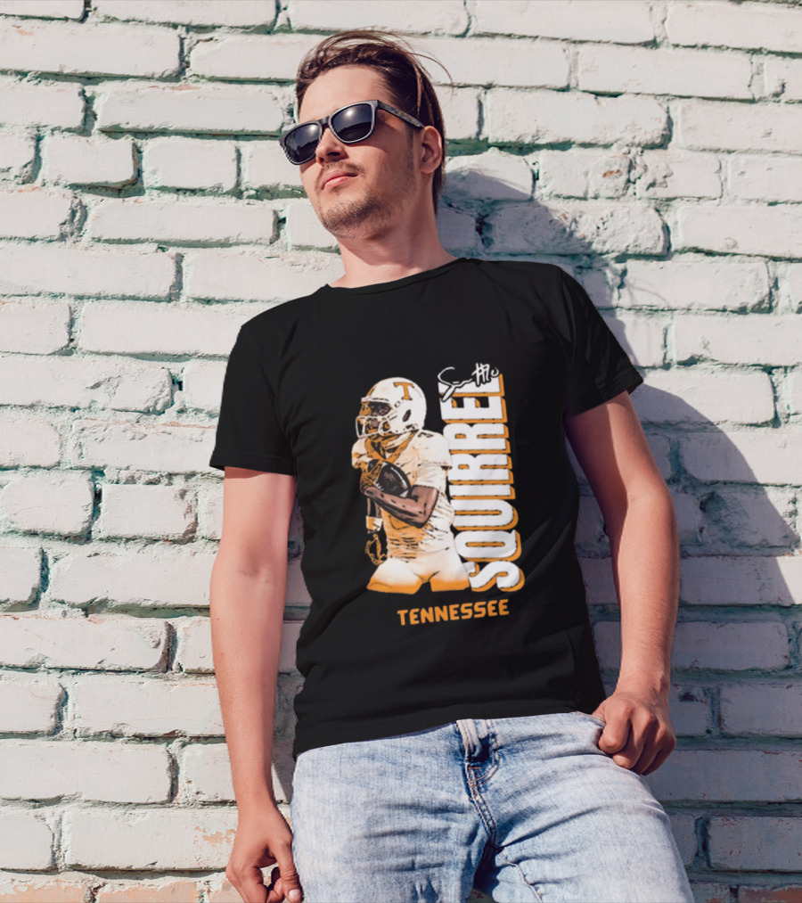 Tennessee Volunteers Squirrel White Football Signature T-Shirt