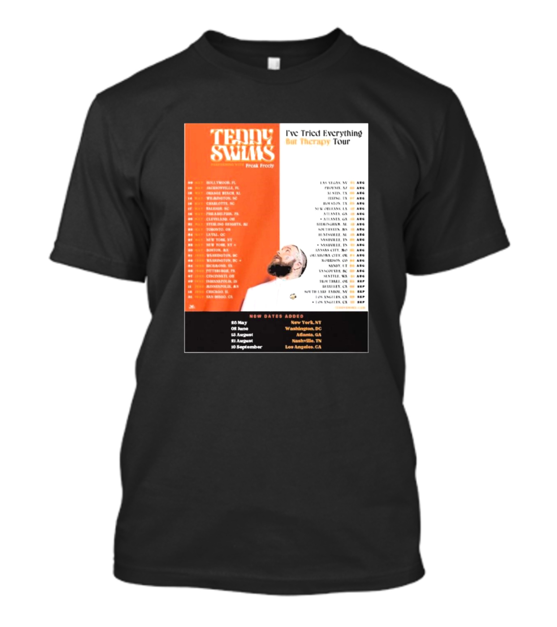 Teddy Swims I've Tried Everything But Therapy Tour 2025 New Dates Added New York Washington Atlanta Nashville Los Angeles T-Shirt
