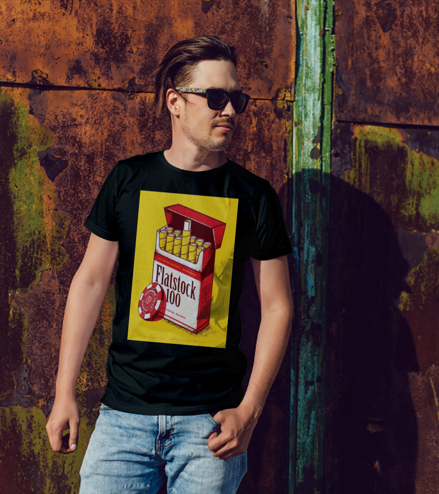 Flatstock 100 Poster Cigarette Box Design Las Vegas NV November 15-17 2024 Poker Chip T-Shirt