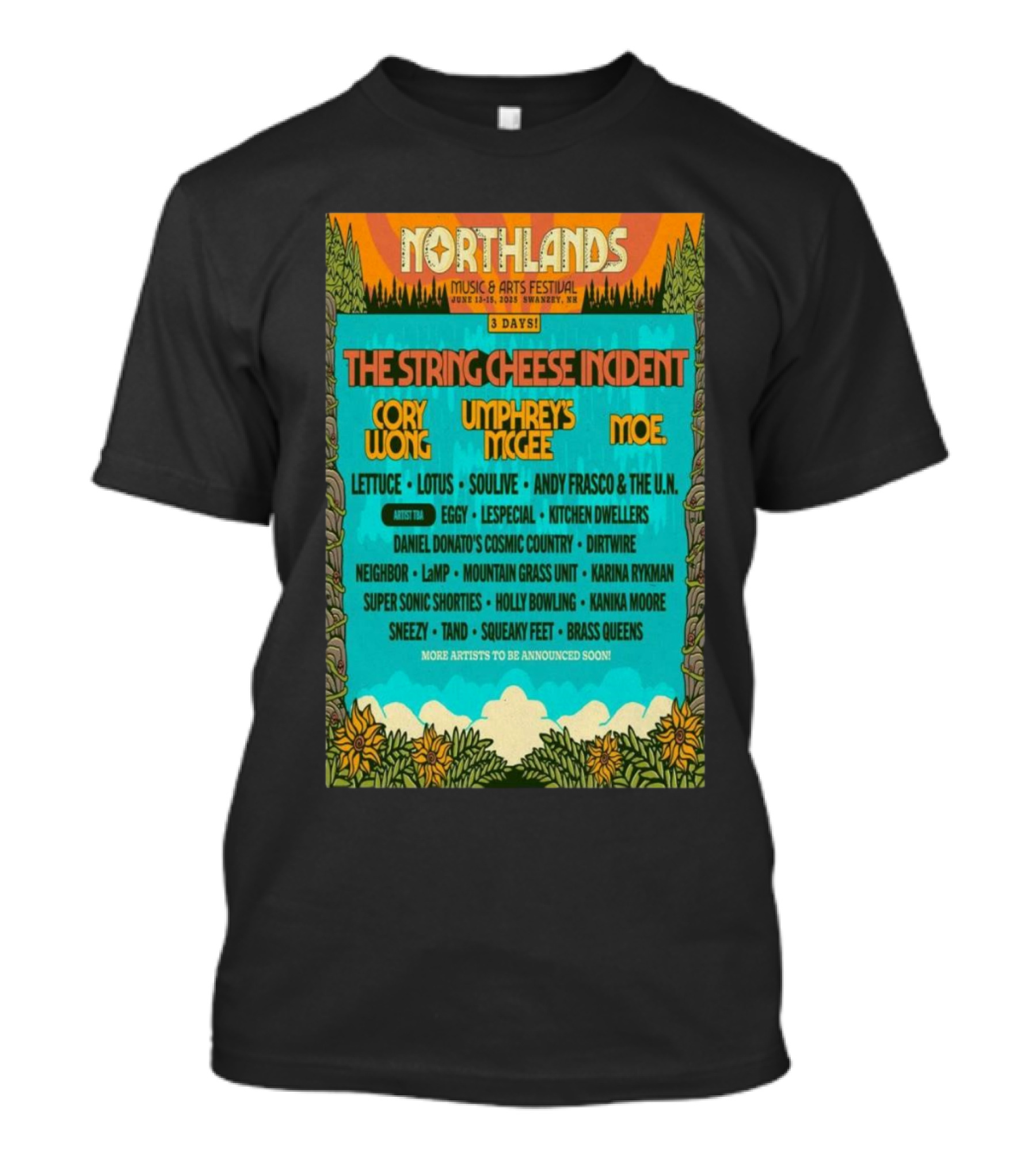Northlands Music And Arts Festival 2025 Featuring The String Cheese Incident Cory Wong Umphrey's McGee Moe Swanzey NH June 13-15 T-Shirt