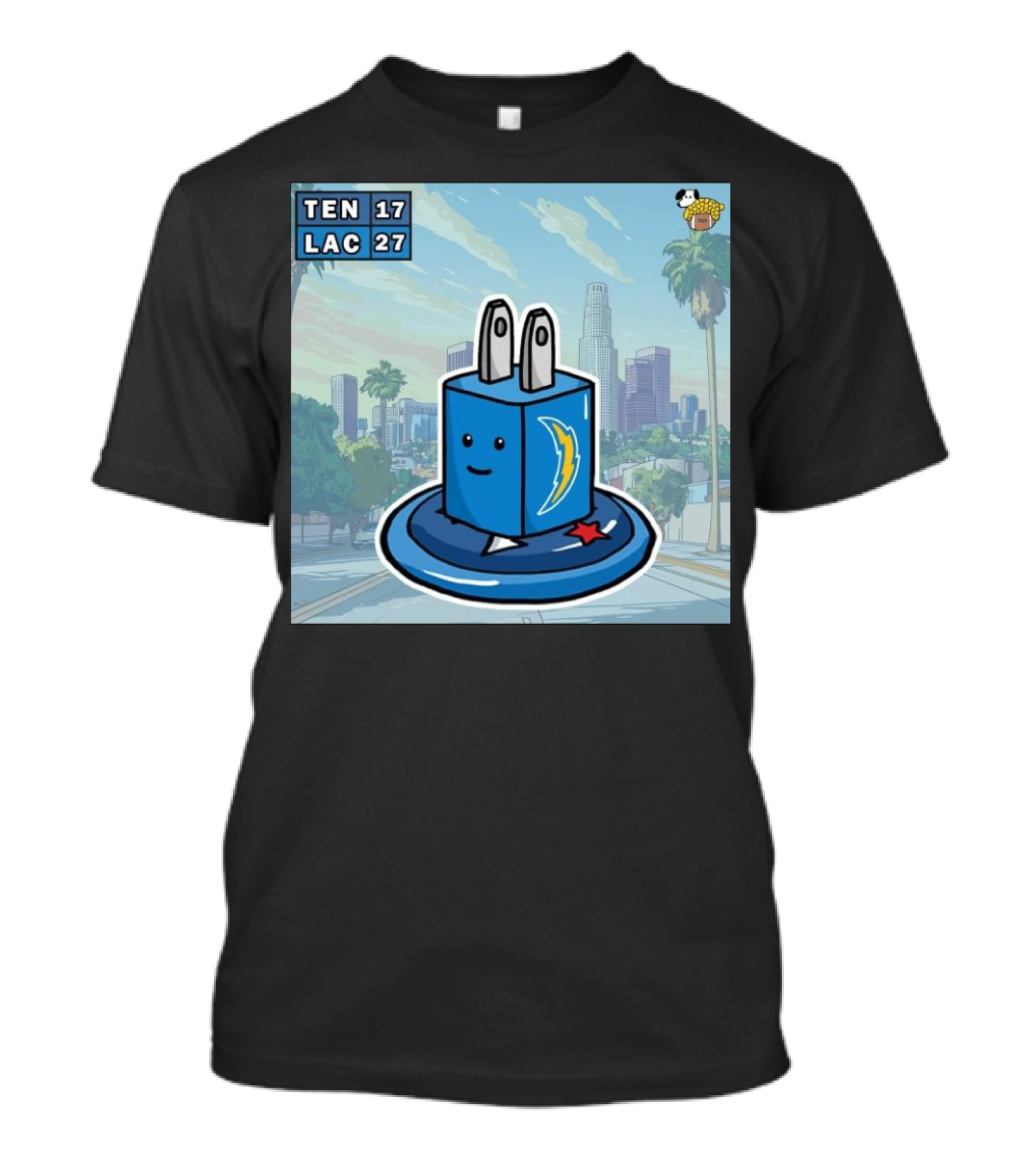 TEN 17 LAC 27 Los Angeles Chargers Plug Victory NFL Week 10 Titans T-Shirt