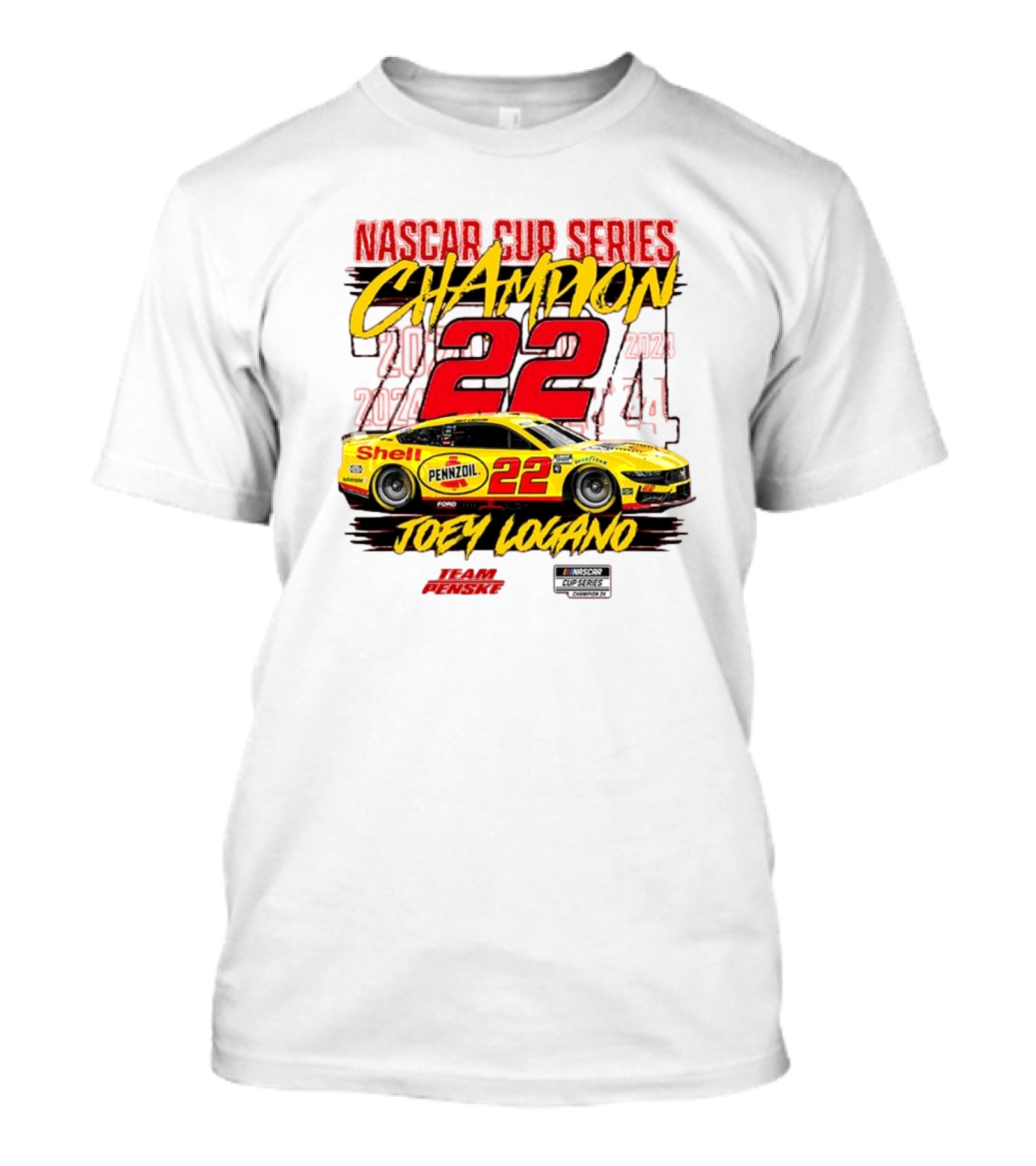 Joey Logano NASCAR Cup Series Champion 2024 Team Penske 22 Pennzoil T-Shirt
