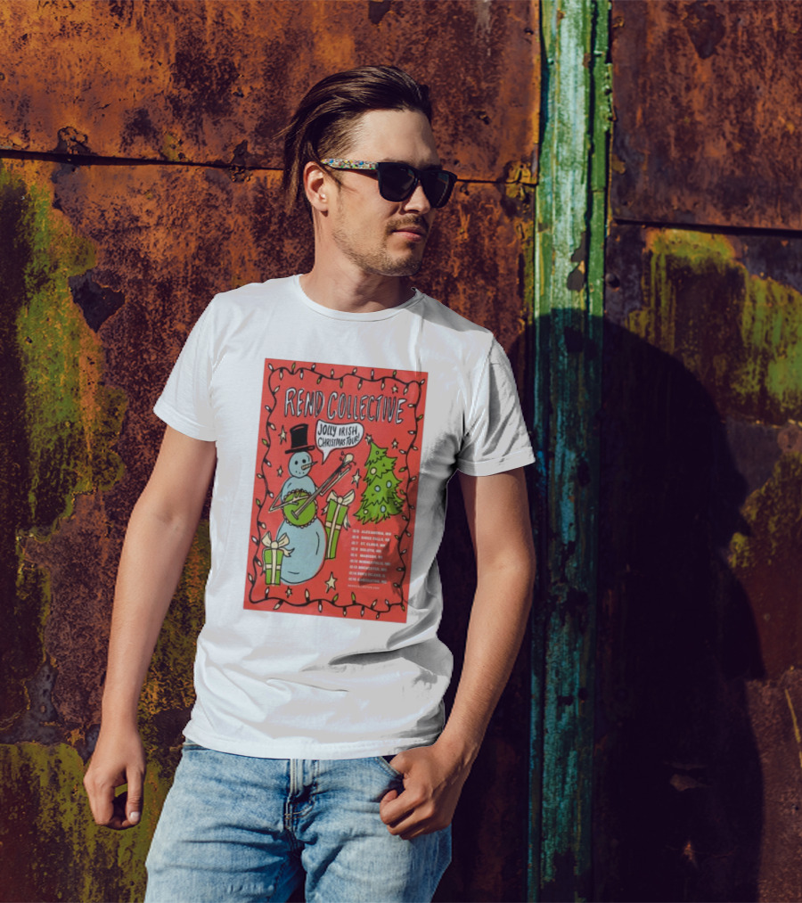 Rend Collective Jolly Irish Christmas Tour Dates And Festive Snowman With Banjo Art T-Shirt
