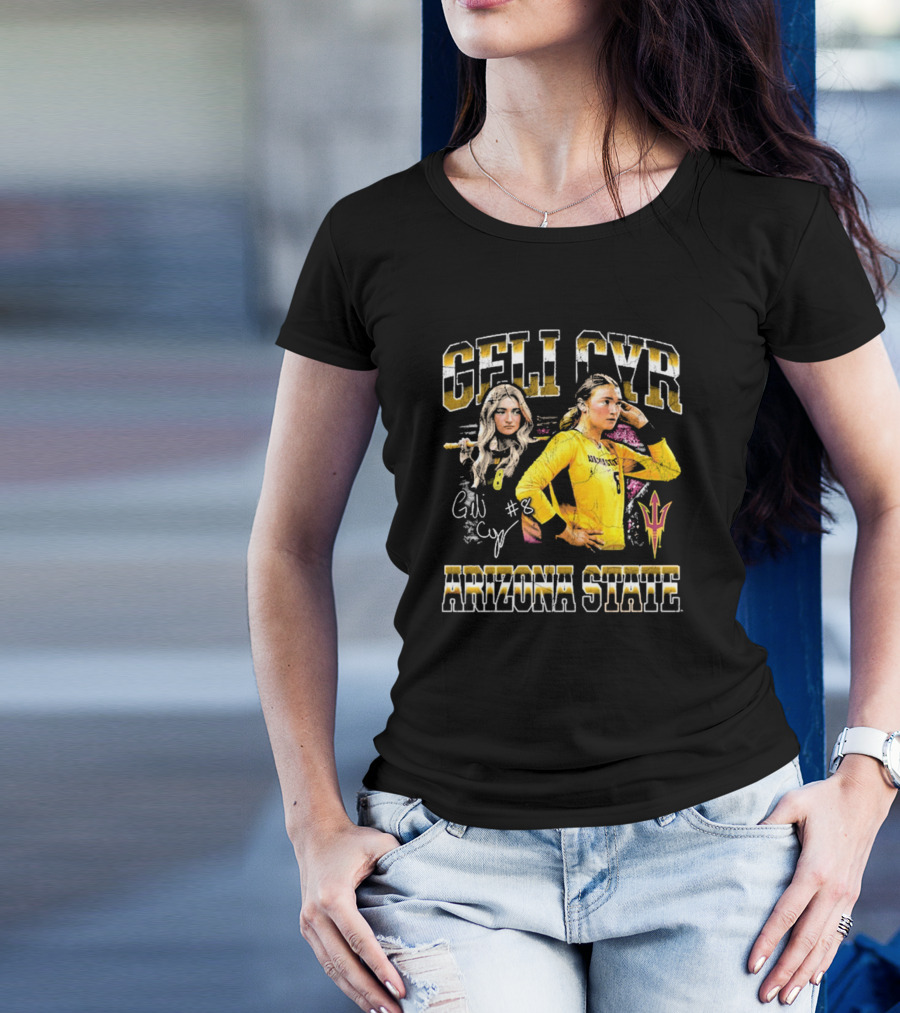 Geli Cyr Arizona State Sun Devils Yellow Jersey #8 Volleyball Retro 90s T-Shirt