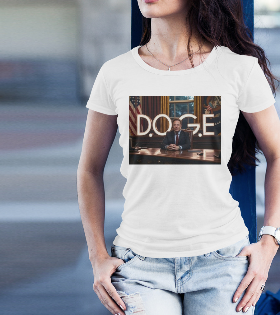 Elon Musk Dogecoin DOGE In Presidential Office Department Of Government Efficiency T-Shirt