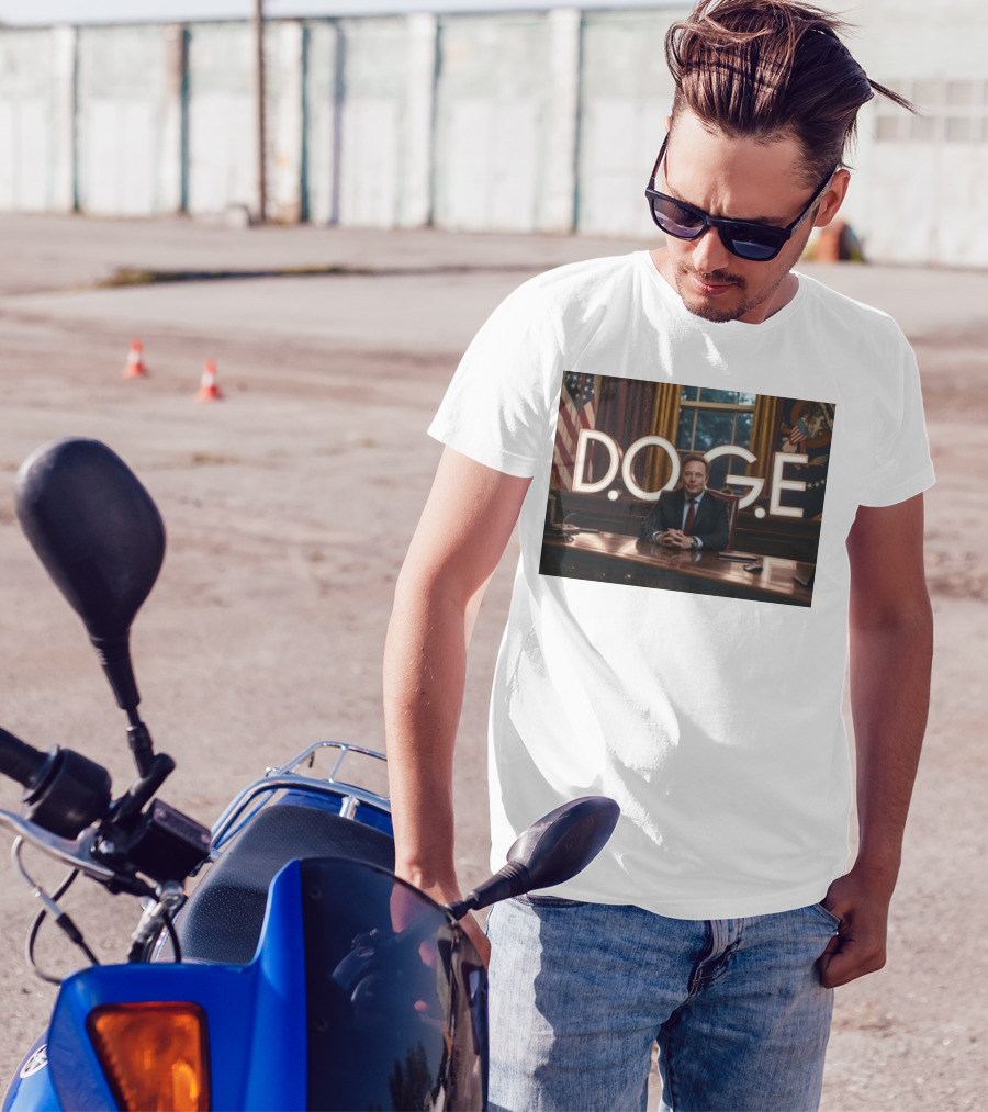 Elon Musk Dogecoin DOGE In Presidential Office Department Of Government Efficiency T-Shirt