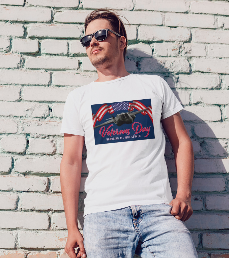Veterans Day Honoring All Who Served F-35 American Flags T-Shirt