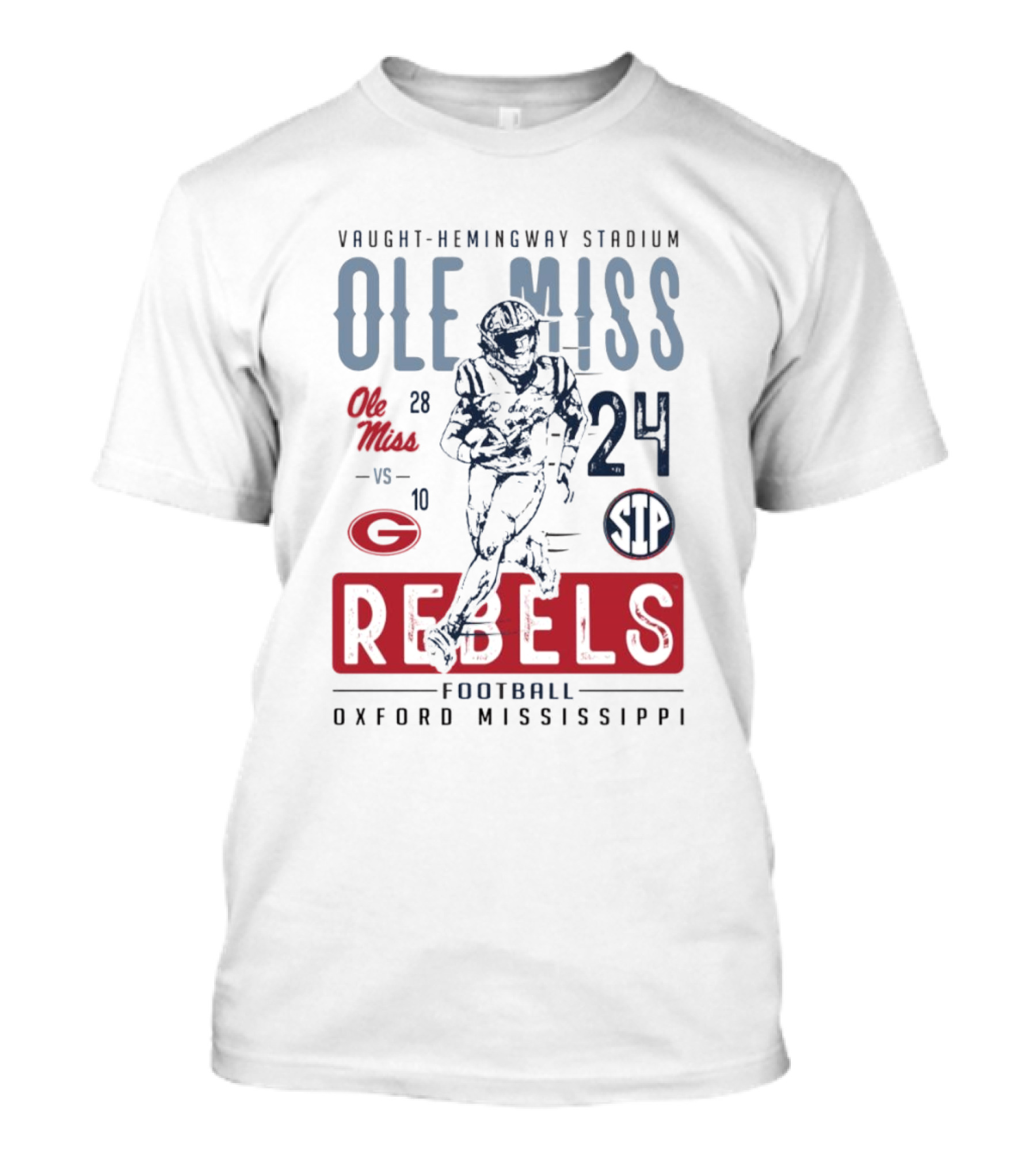 Vaught-Hemingway Stadium Ole Miss Rebels Vs Georgia Football Oxford Mississippi 24-10 Victory T-Shirt