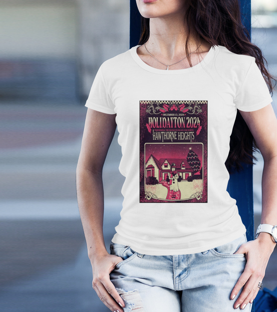 Holidayton Hawthorne Heights Performing The Silence In Black And White December 13 2024 Dayton T-Shirt