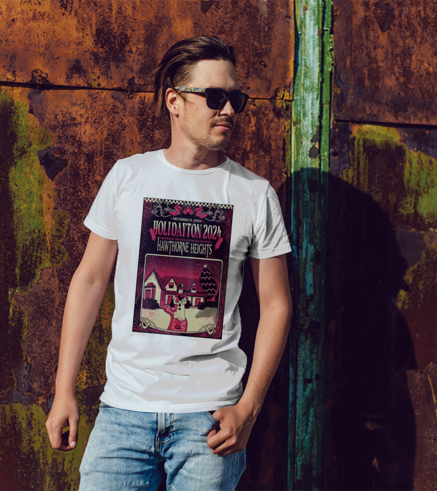 Holidayton Hawthorne Heights Performing The Silence In Black And White December 13 2024 Dayton T-Shirt