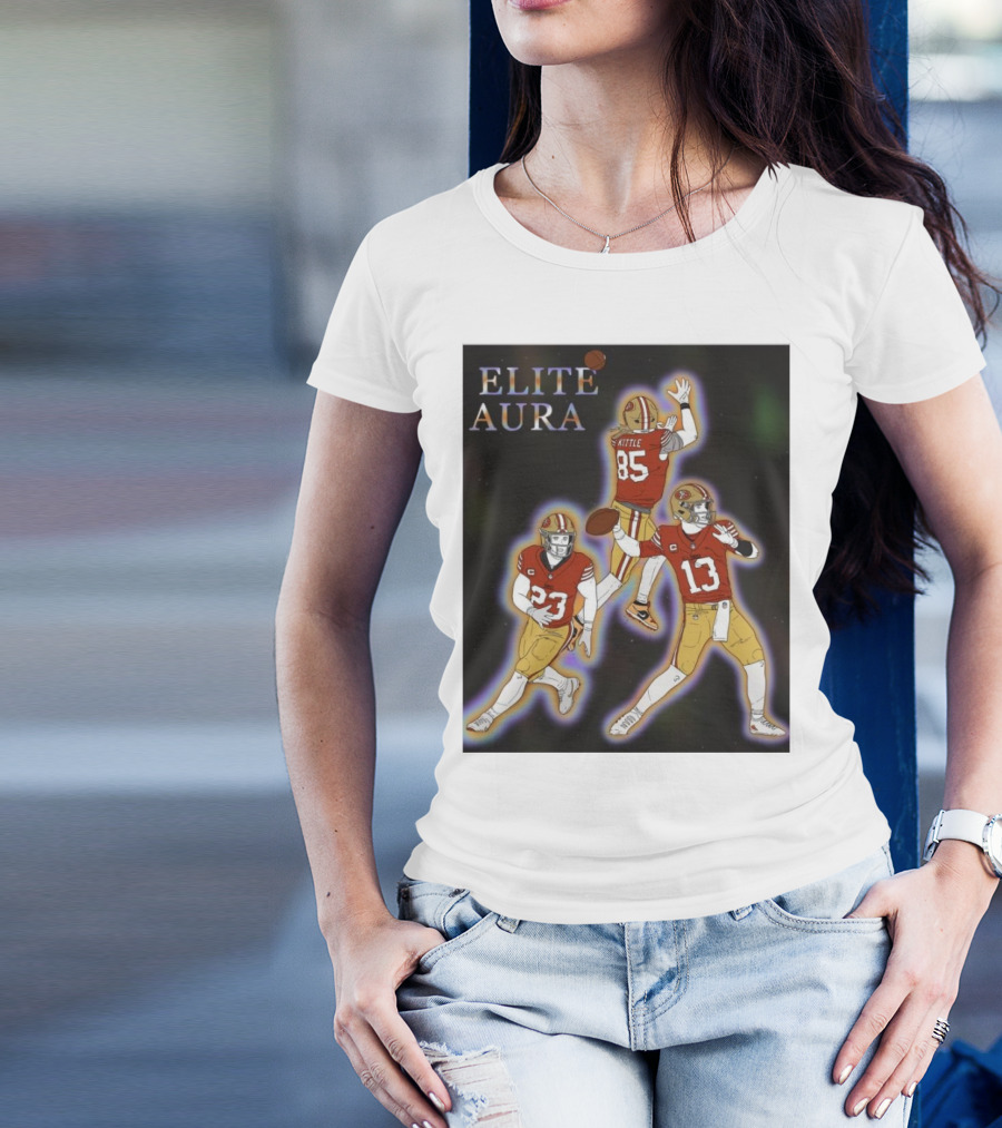 San Francisco 49ers Elite Aura Kittle 85 Redemption Tour 23 13 Football Drawing T-Shirt