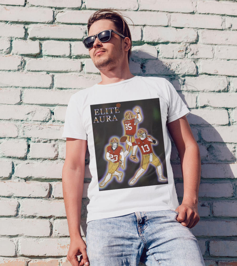 San Francisco 49ers Elite Aura Kittle 85 Redemption Tour 23 13 Football Drawing T-Shirt