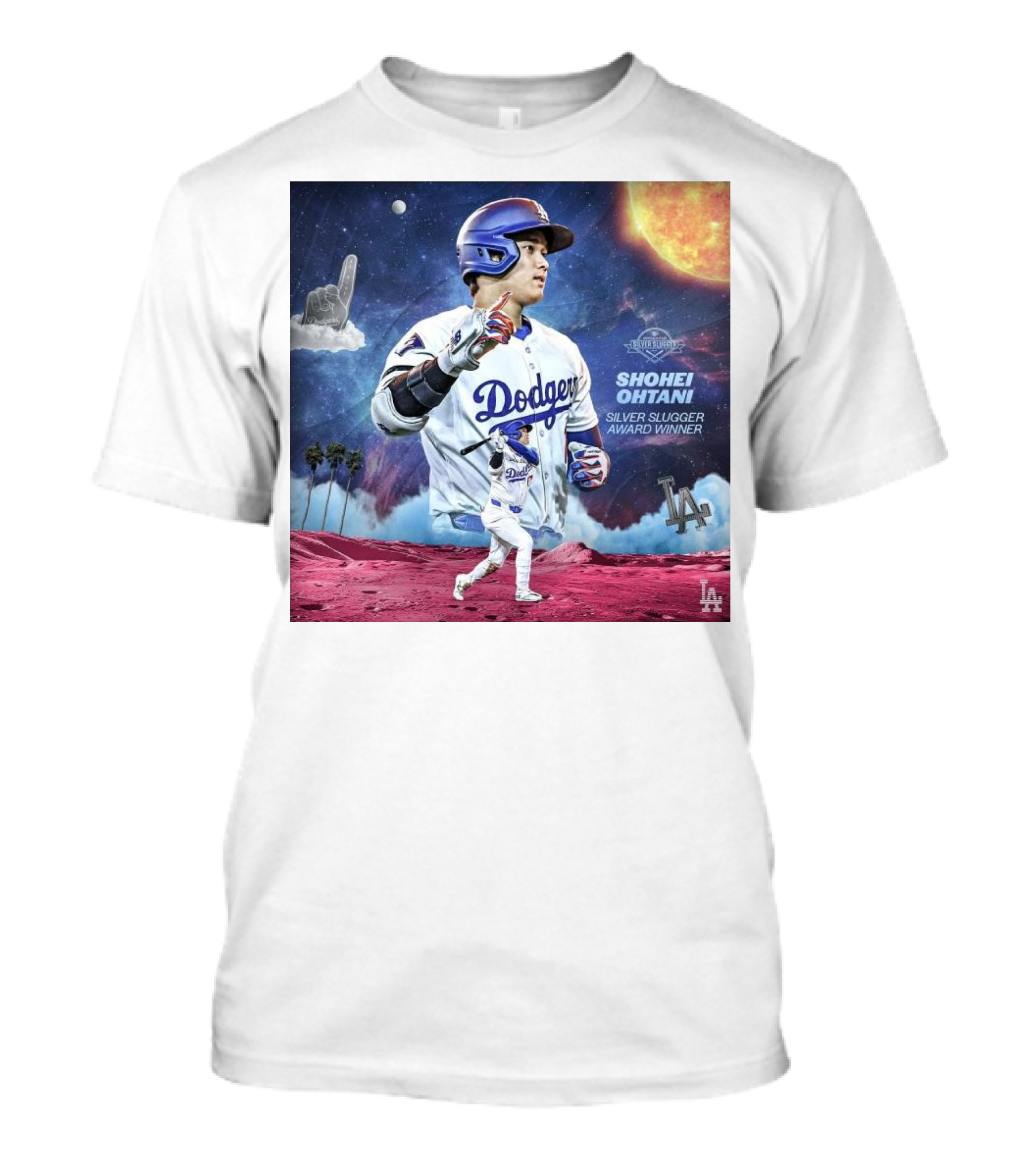Shohei Ohtani Dodgers MLB Silver Slugger Award Winner Moon Scene T-Shirt