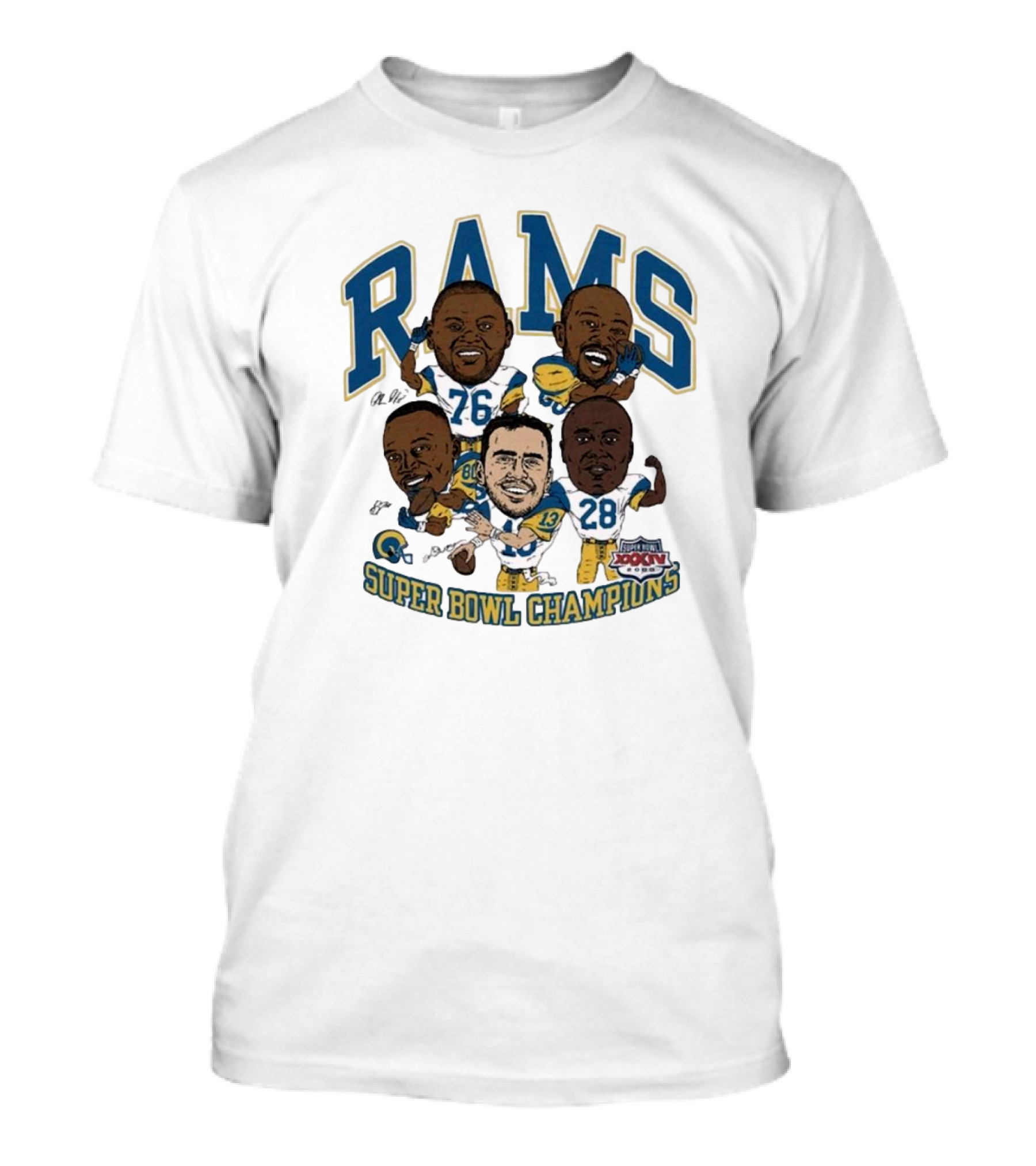 Rams Super Bowl XXXIV Champions Player Caricatures And Signatures T-Shirt