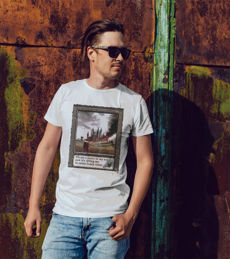 There’s A Jester In My Ear And It’s Telling Me To Cause Funny Times Castle Scene Smoke Skull T-Shirt