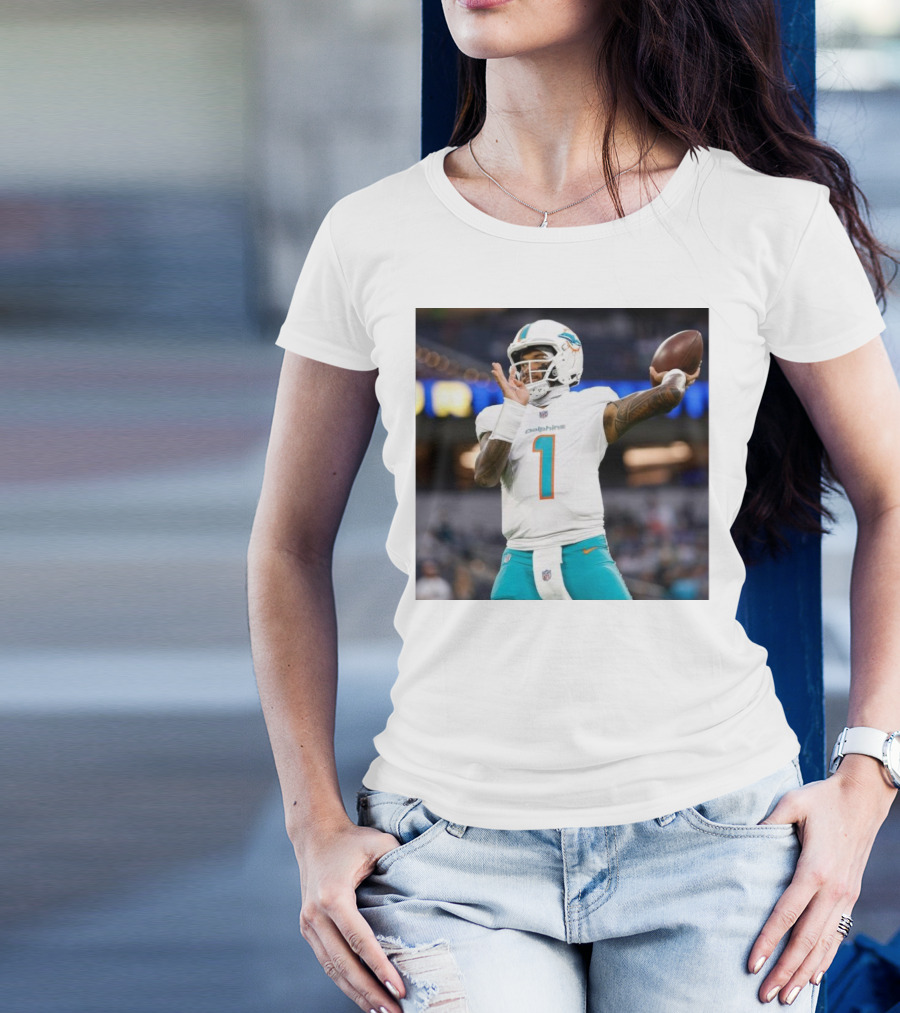 Miami Dolphins Tua Tagovailoa Football Action Win On The Road Primetime Victory T-Shirt