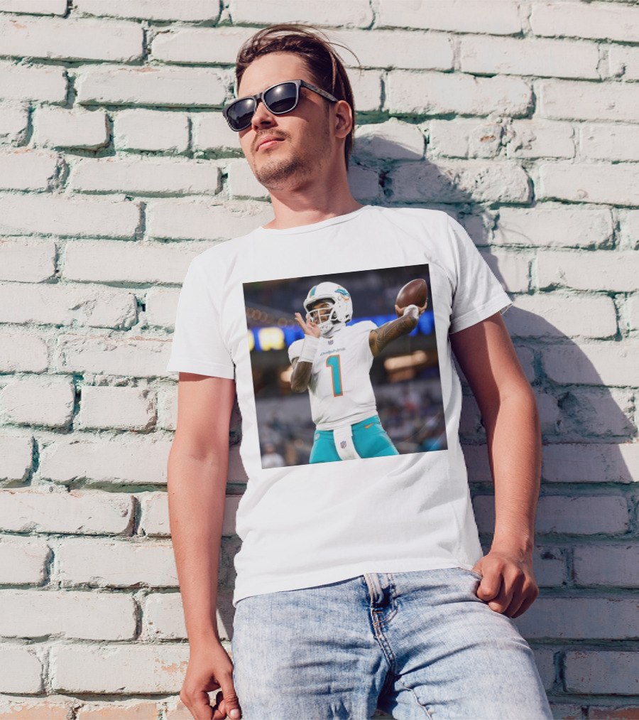 Miami Dolphins Tua Tagovailoa Football Action Win On The Road Primetime Victory T-Shirt