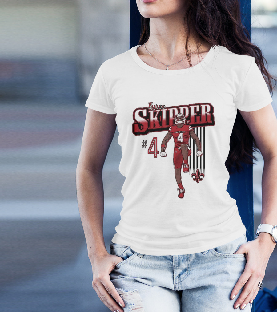 Tyree Skipper #4 Louisiana Ragin’ Cajuns Football Fleur-de-Lis T-Shirt