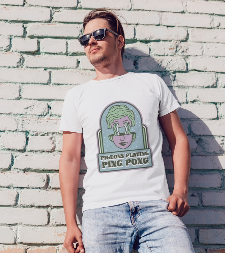 Pigeons Playing Ping Pong 2025 Tour Psychedelic Face T-Shirt