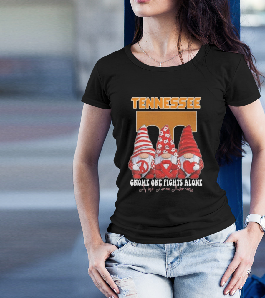 Tennessee Volunteers Autism Awareness Gnome One Fights Alone T-Shirt
