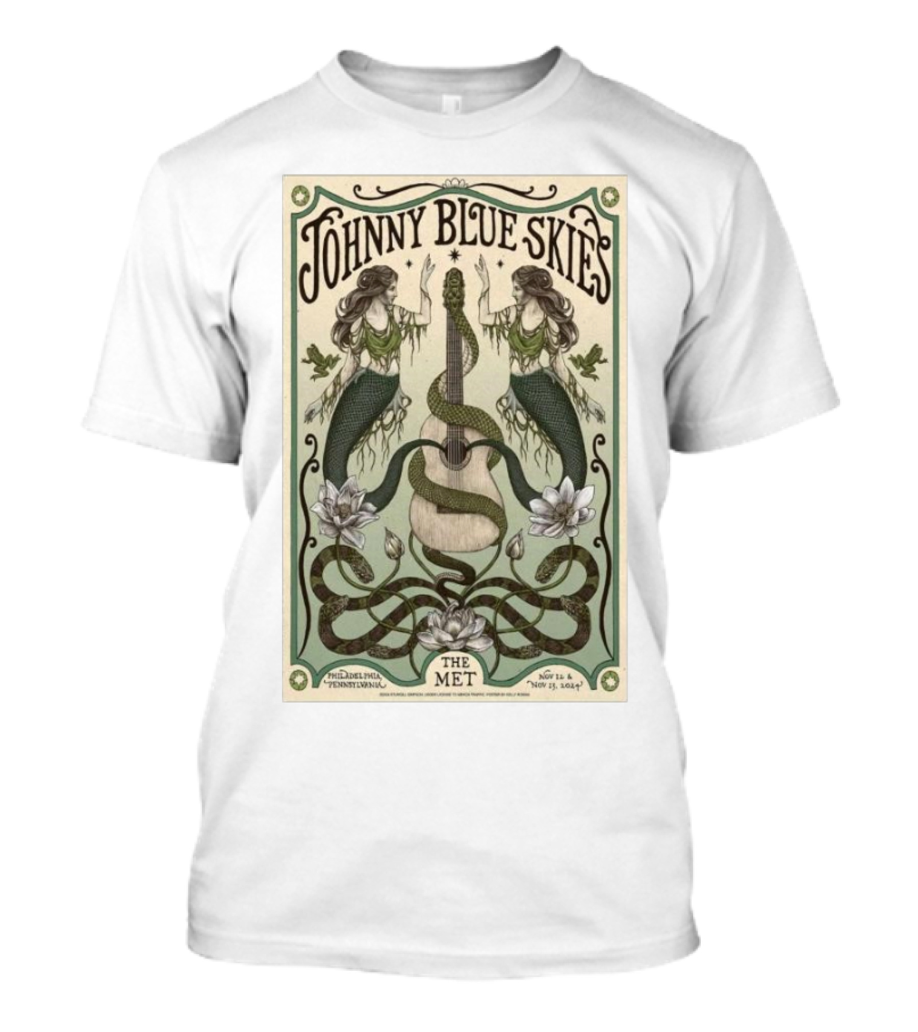 Johnny Blue Skies The Met Philadelphia PA November 12-13 2024 Mermaids And Serpent Guitar T-Shirt