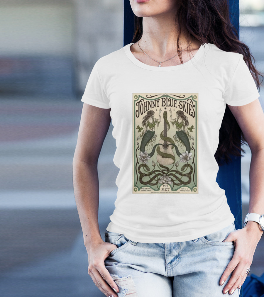 Johnny Blue Skies The Met Philadelphia PA November 12-13 2024 Mermaids And Serpent Guitar T-Shirt
