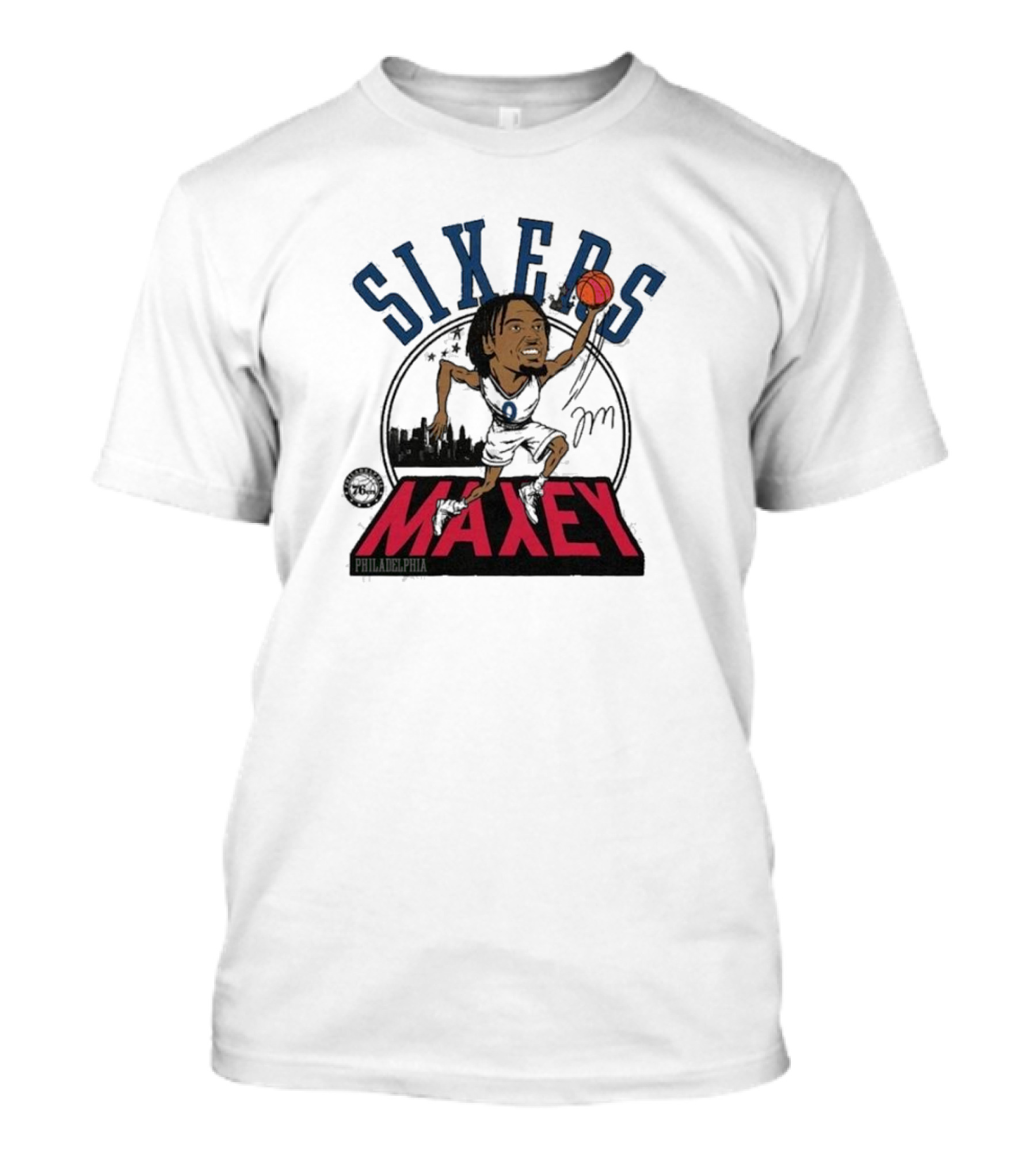 Tyrese Maxey Philadelphia 76ers City Edition Caricature Tri-Blend 2024-25 T-Shirt