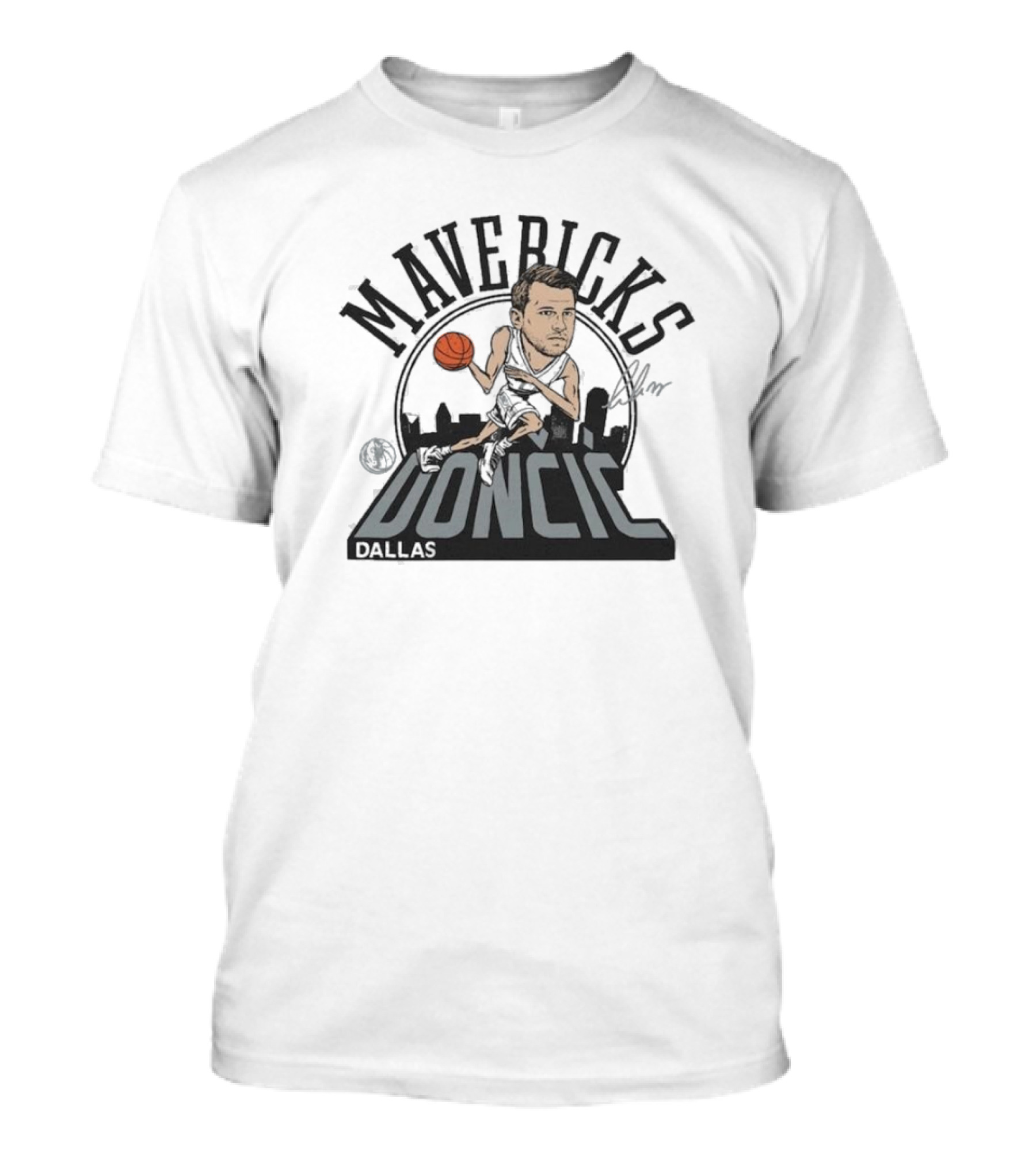 Mavericks Doncic Dallas 2024-25 City Edition Caricature Tri-Blend T-Shirt