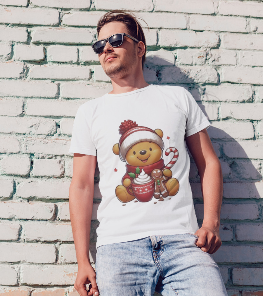 Winnie The Pooh Christmas Cocoa Candy Cane Gingerbread T-Shirt