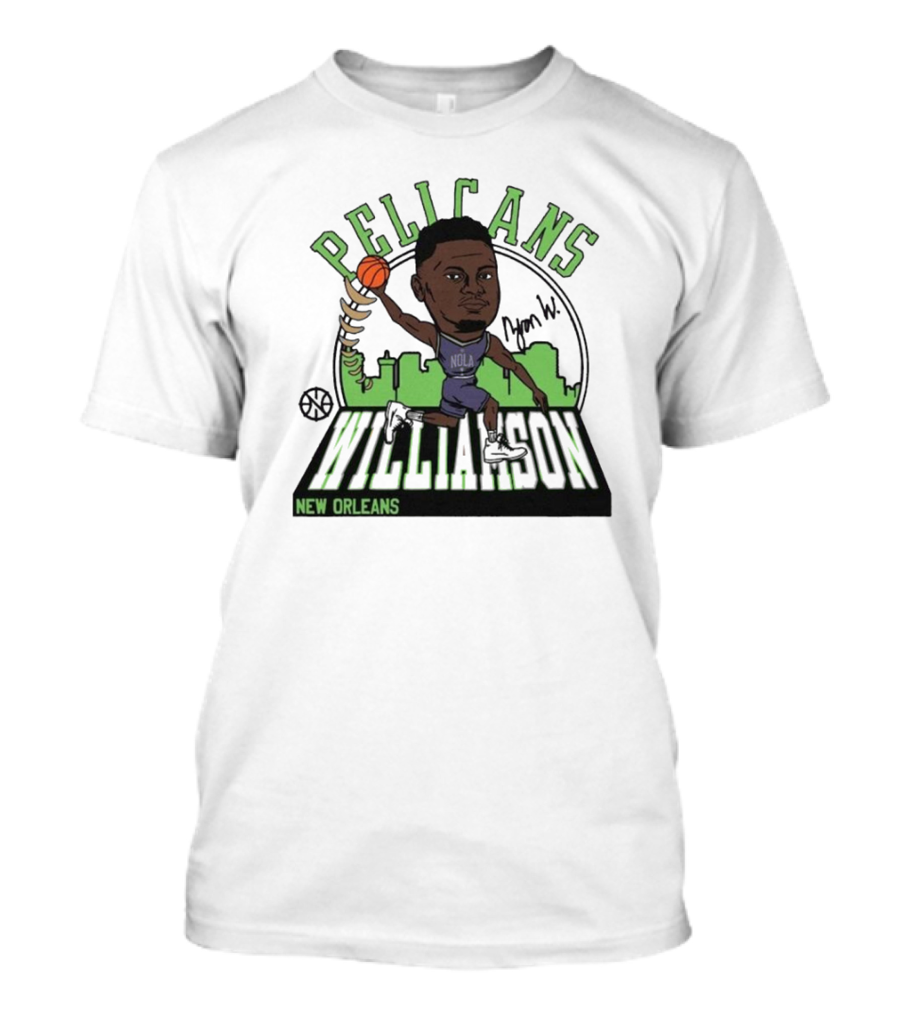 Zion Williamson New Orleans Pelicans City Edition Caricature NOLA Basketball 2024-25 T-Shirt