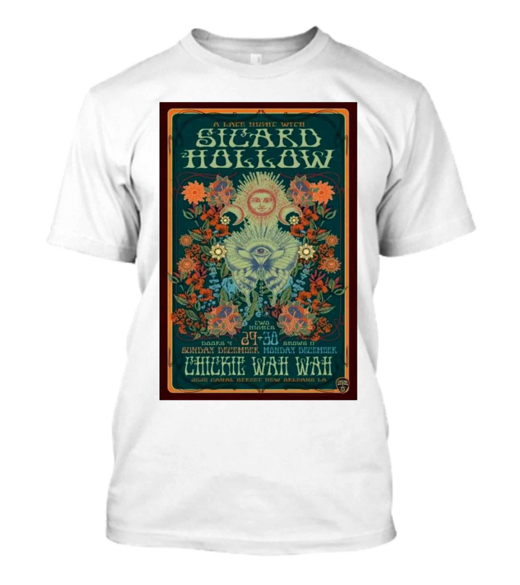 Sicard Hollow Live At Chickie Wah Wah New Orleans December 29-30 2024 Vintage Floral Sunburst T-Shirt