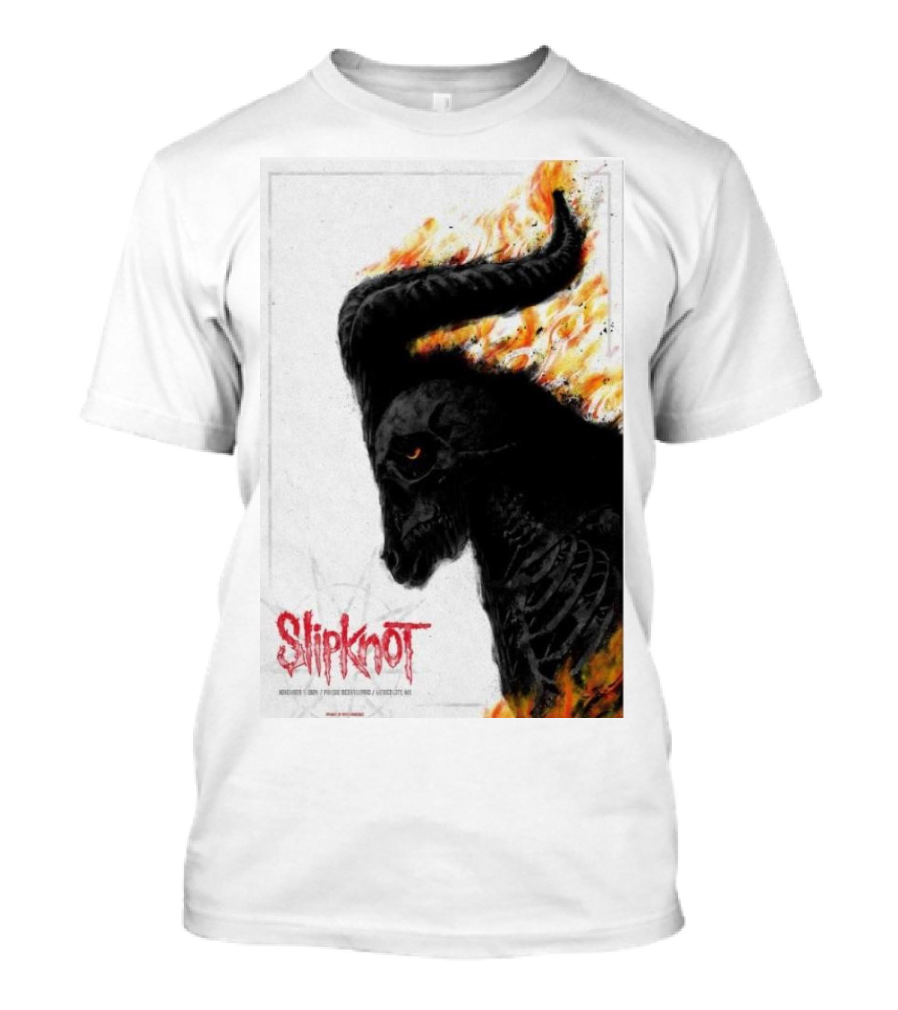 Slipknot November 09 2024 Parque Bicentenario Mexico City Event Skeleton In Flames T-Shirt