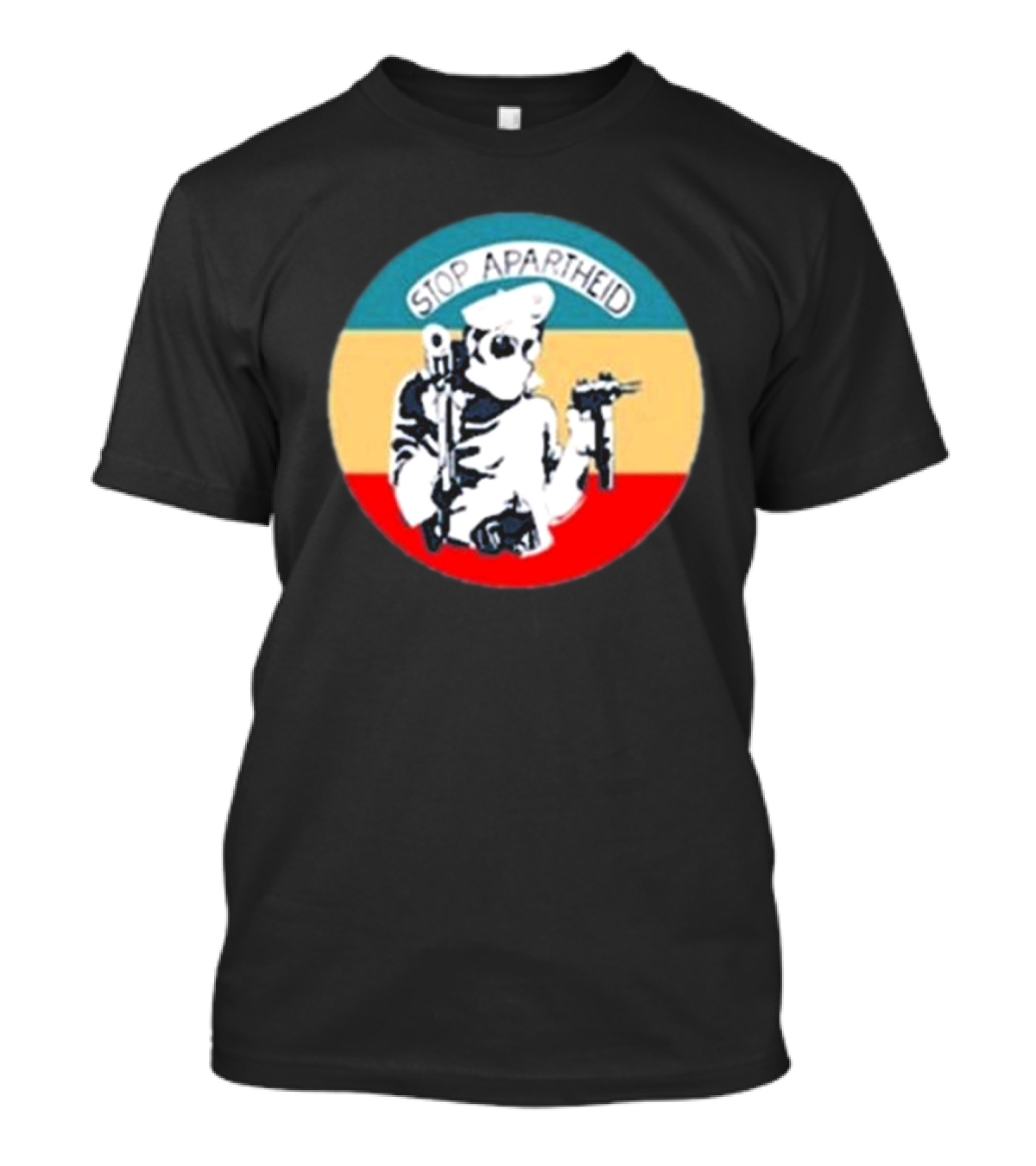 Stop Apartheid Jordan Peele Circle Soldier Weapon Multicolor T-Shirt