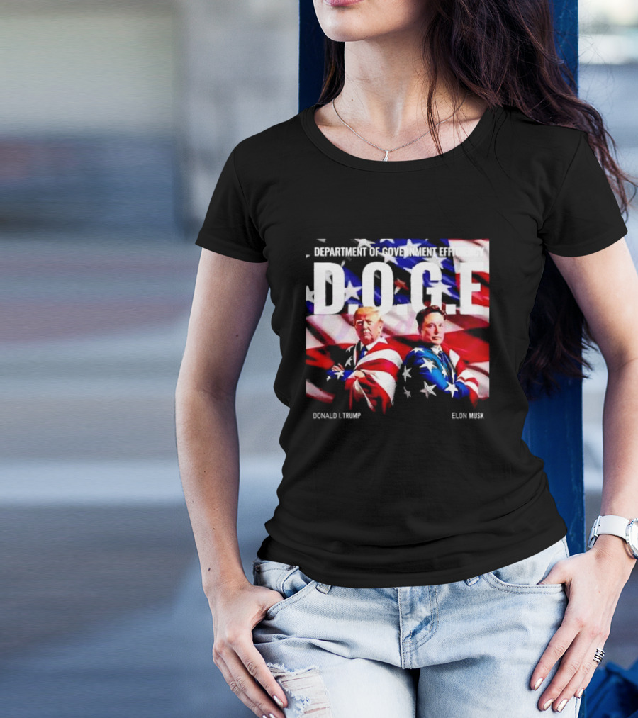Department Of Government Efficiency D.O.G.E Trump And Musk 2024 USA Flag T-Shirt
