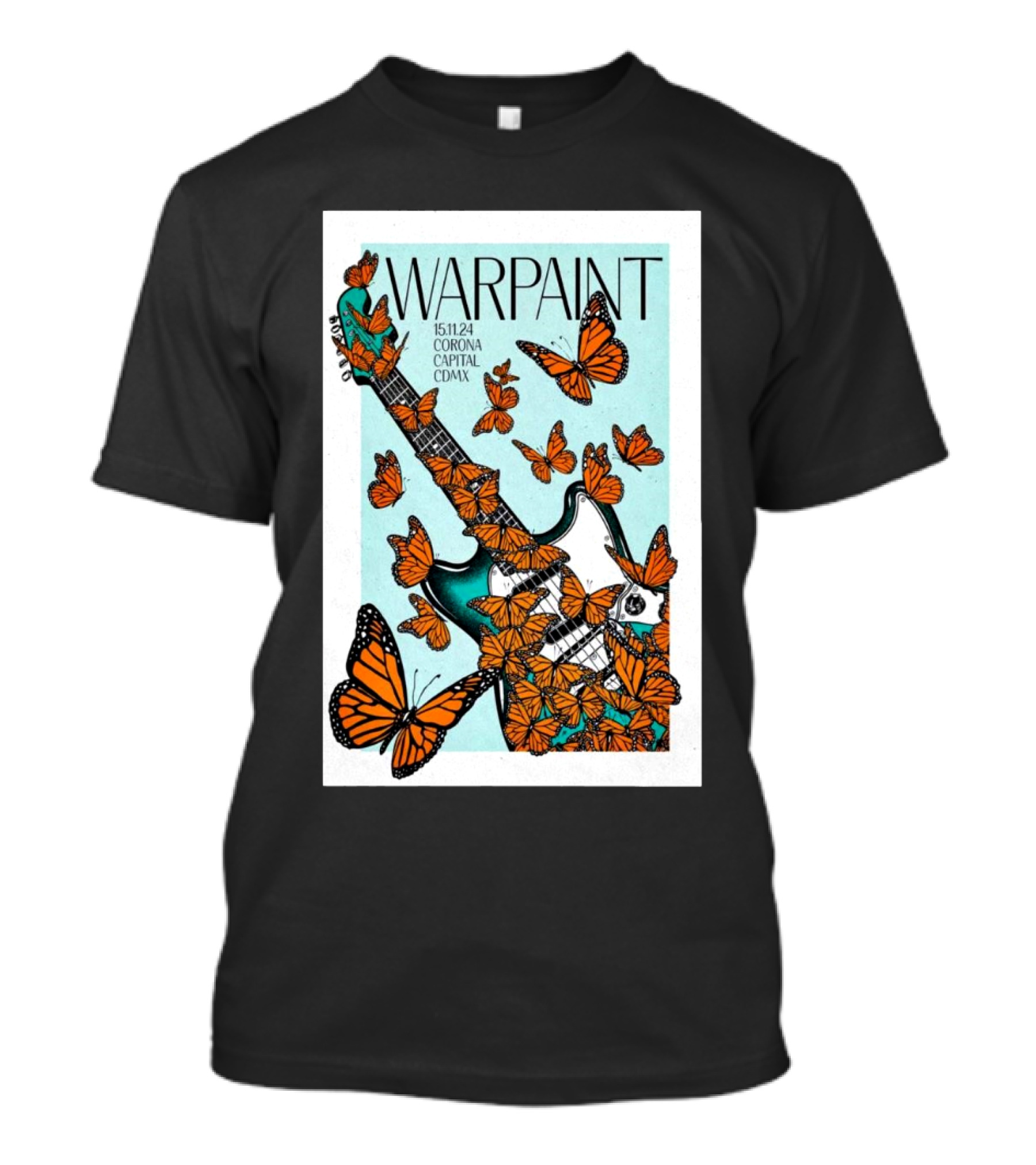 Warpaint Monarch Guitar Art Corona Capital Nov 15 2024 CDMX T-Shirt