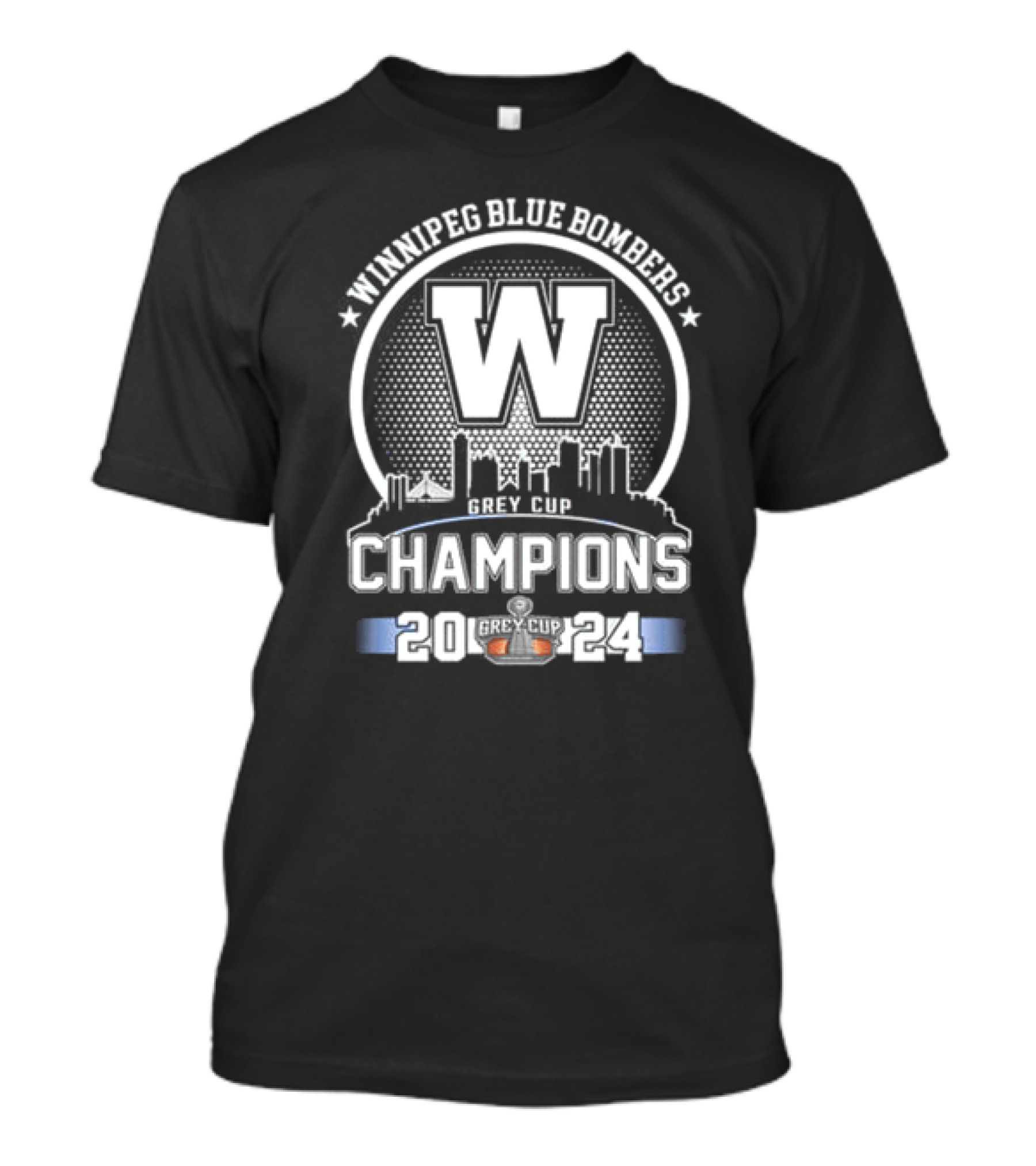 Winnipeg Blue Bombers 2024 Grey Cup Champions Skyline T-Shirt