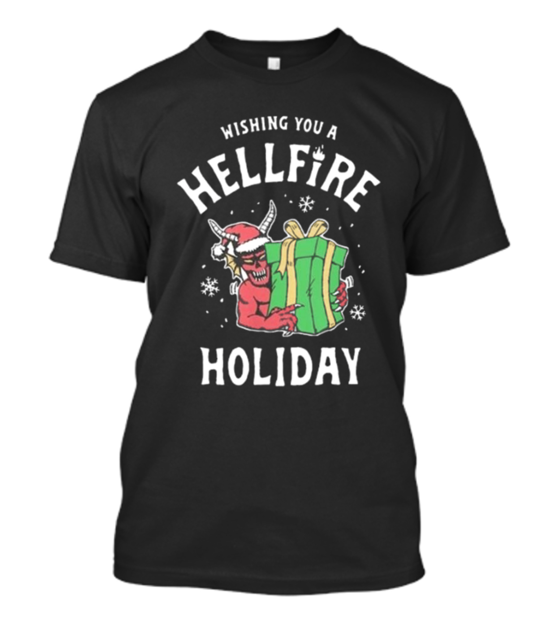 Wishing You A Hellfire Holiday 2024 Holiday Devil With Gift T-Shirt