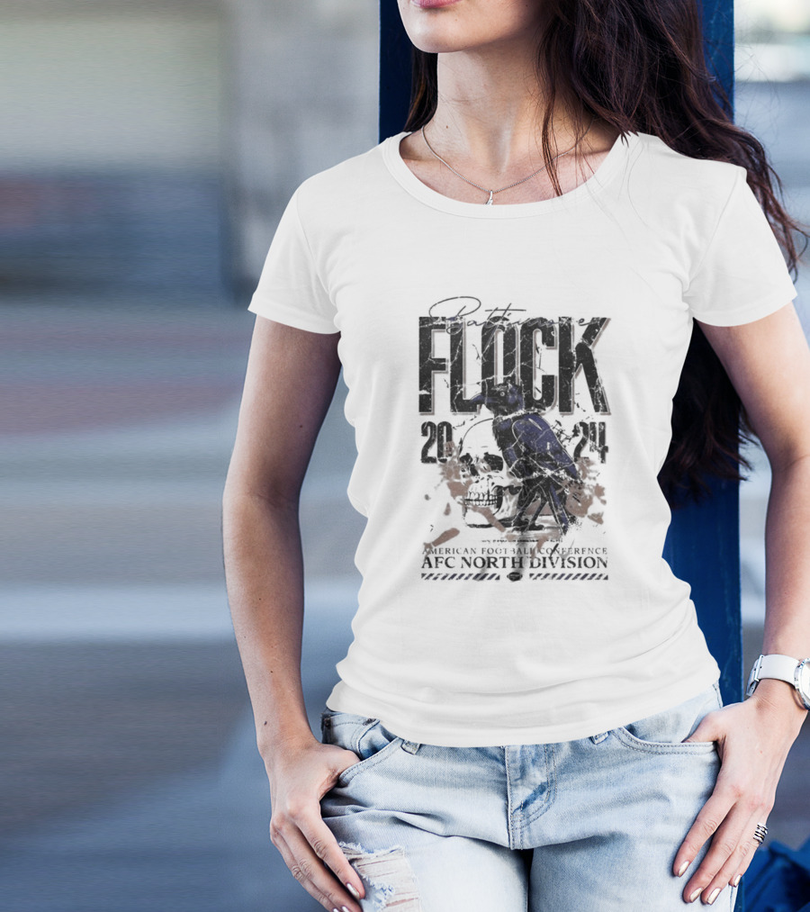 Baltimore Ravens Flock 2024 Skull American Football Conference AFC North Division Vintage T-Shirt
