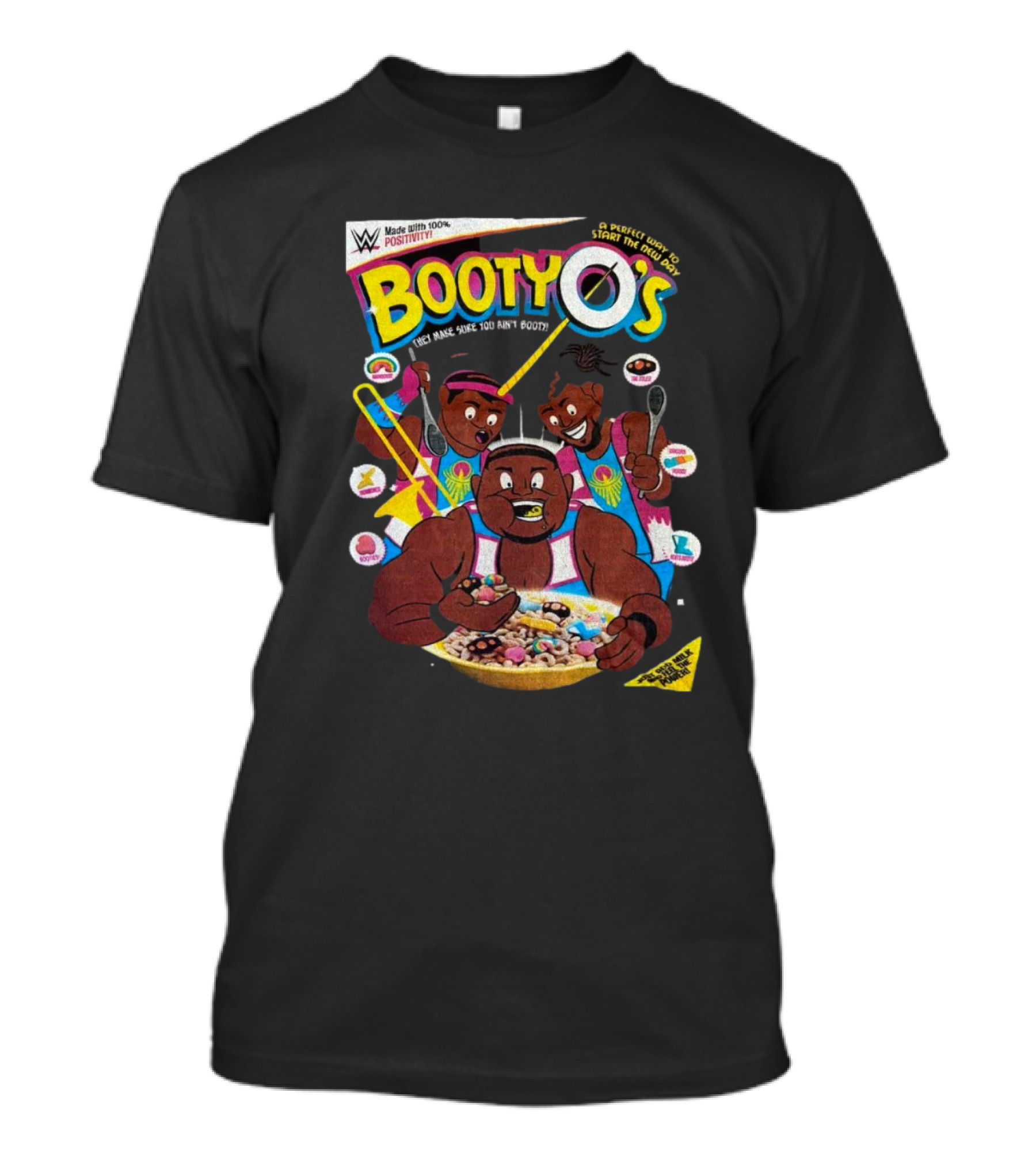 WWE Booty-O's New Day Positivity 2024 Cereal Box T-Shirt