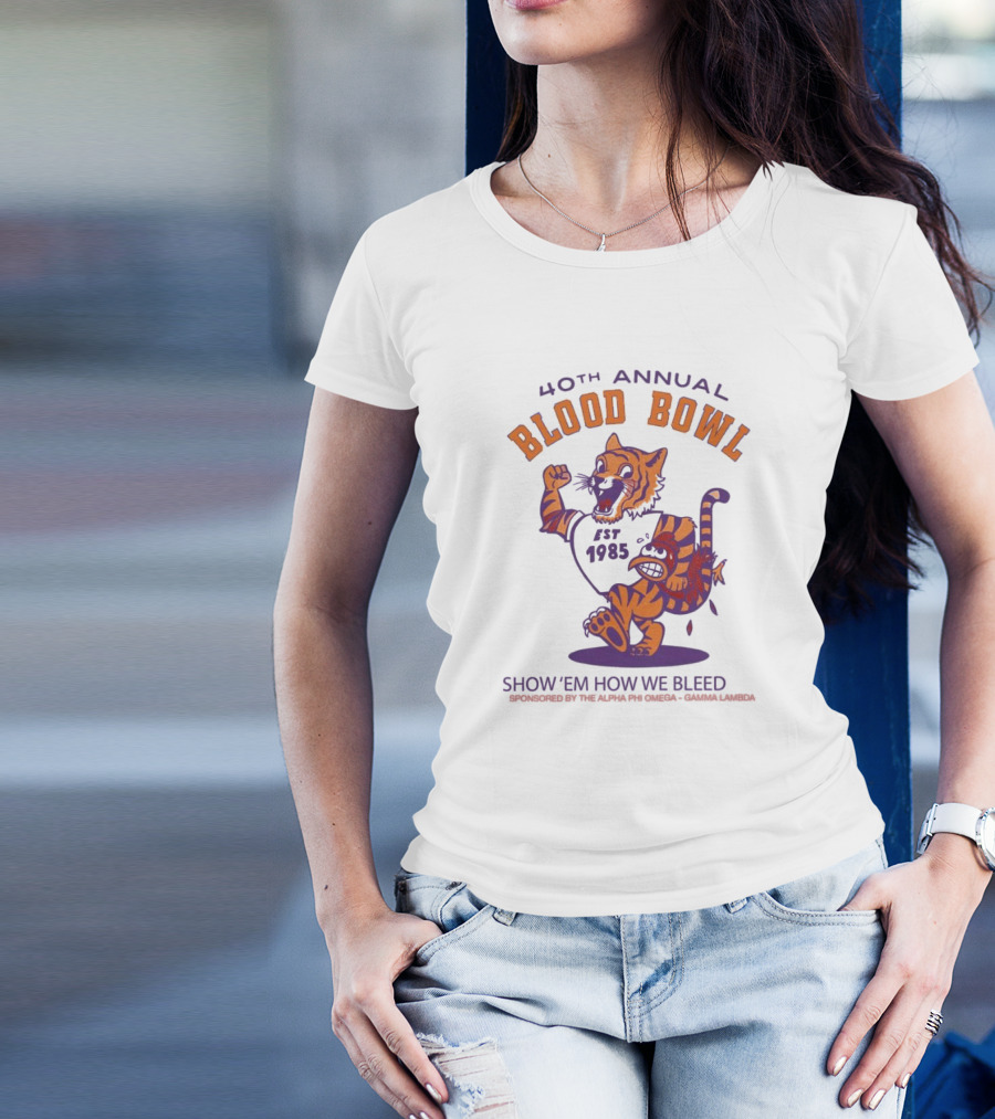 40th Annual Blood Bowl Est 1985 Show 'Em How We Bleed Sponsored By Alpha Phi Omega Gamma Lambda T-Shirt