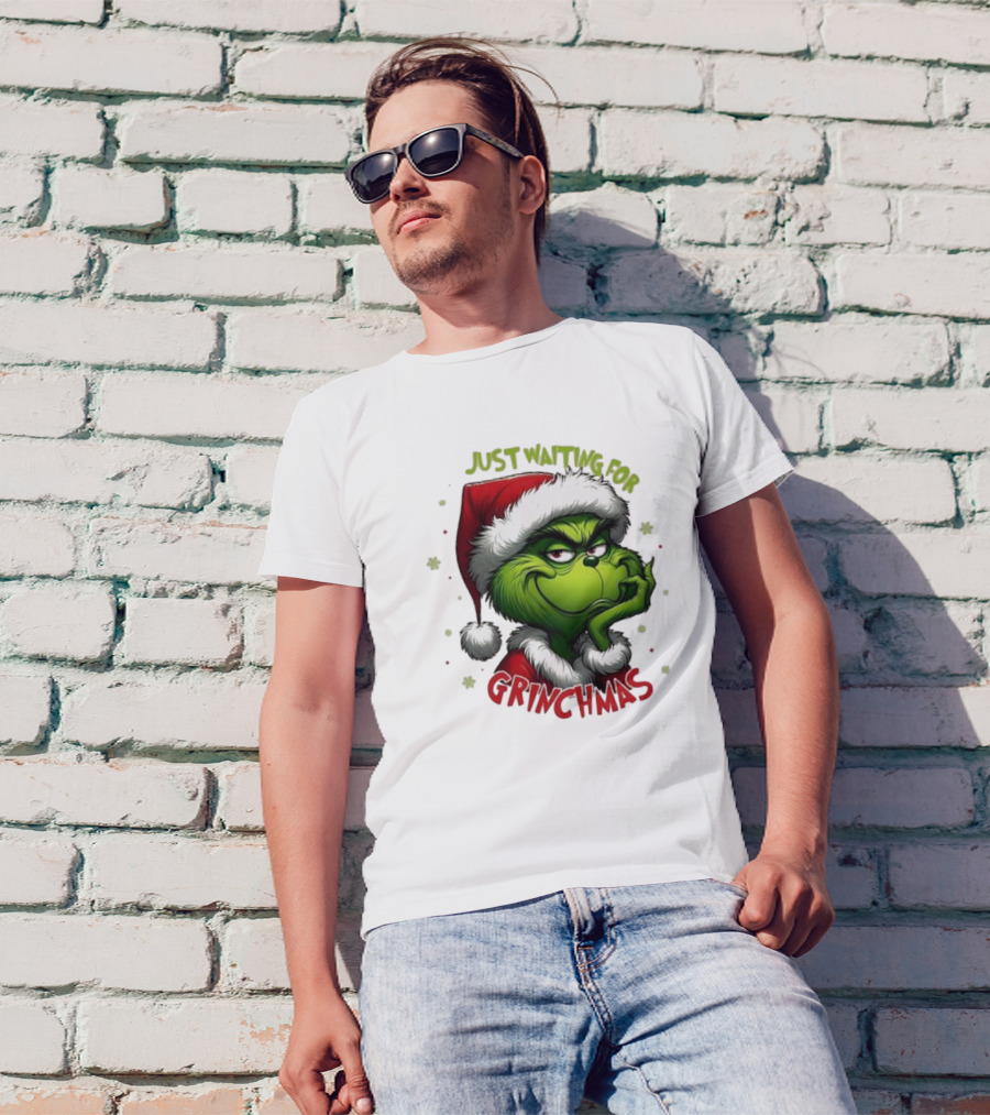 Just Waiting For Grinchmas Merry Christmas T-Shirt