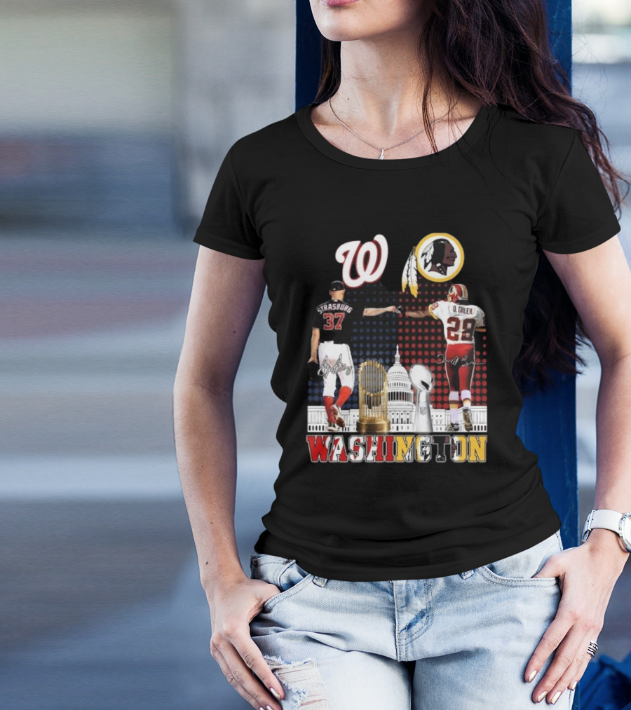 Washington Strasburg D. Green Capitol W Emblems Redskins Thank You For The Memories Signatures T-Shirt