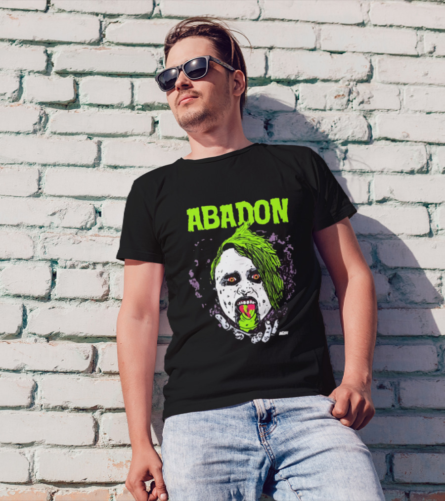 Abadon AEW Neon Green Zombie Face I Can Never Die T-Shirt