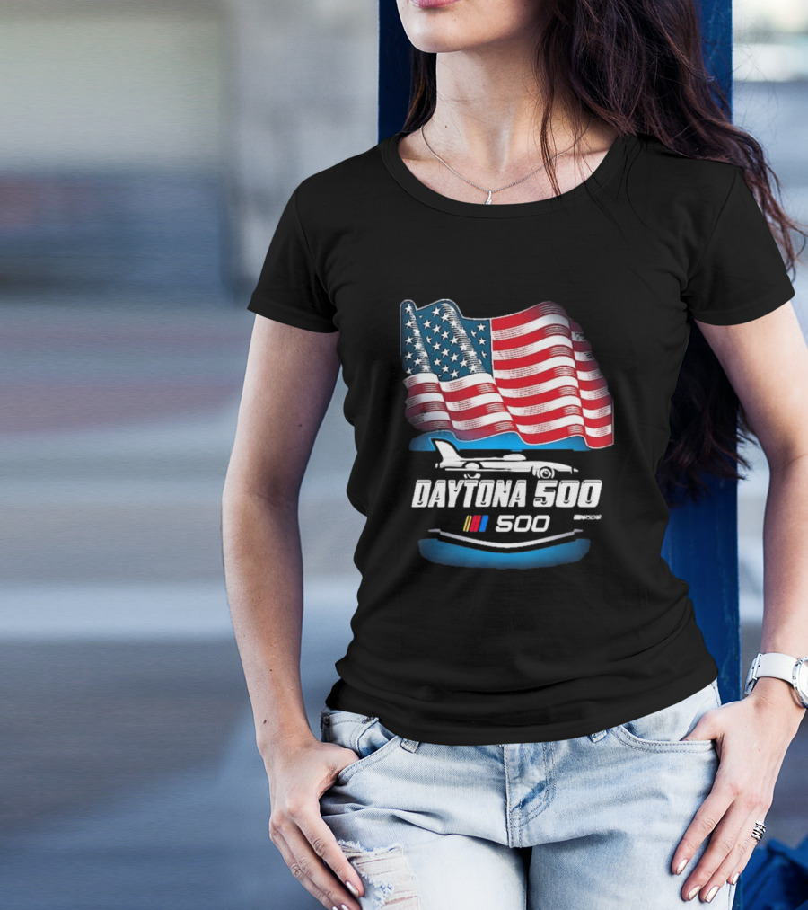 Daytona 500 American Flag Racing Daytona International Speedway 2025 Checkered Flag Sports T-Shirt